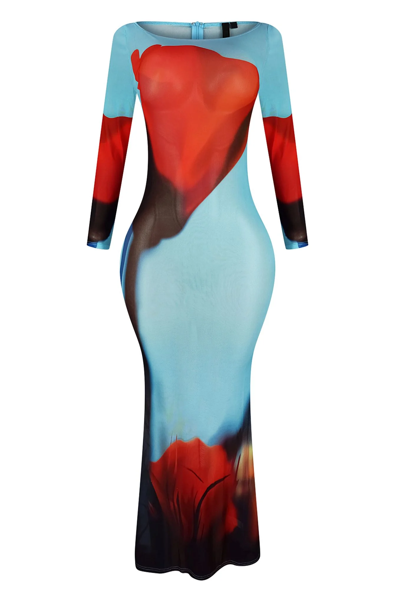 La Rose Maxi Print Mesh Dress - Image 2