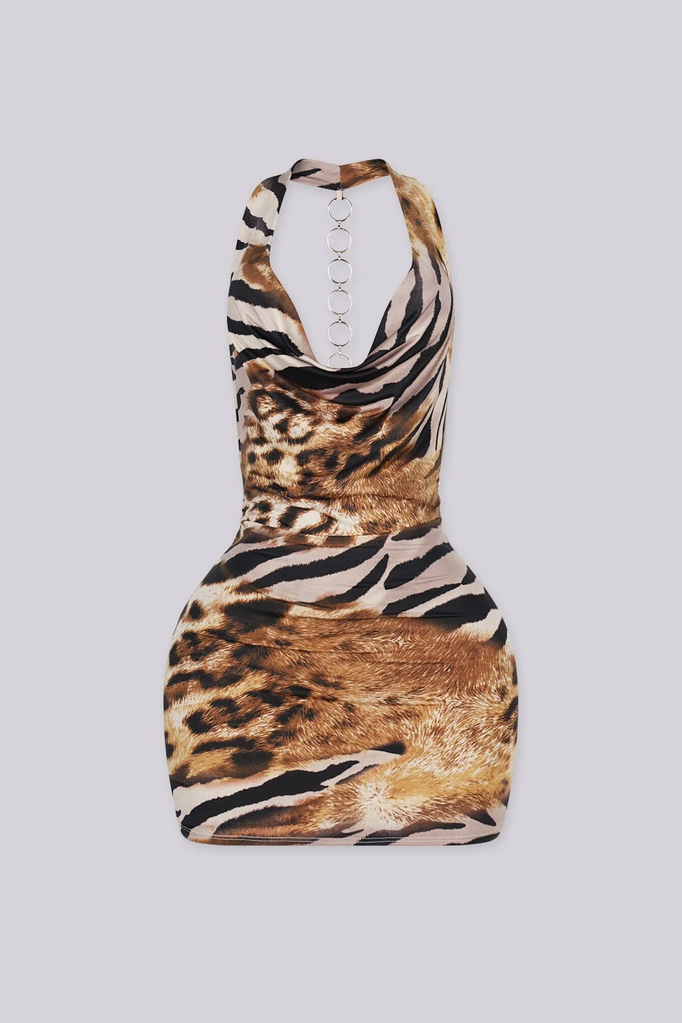 Laurent Tiger Halter Mini Dress - Image 3