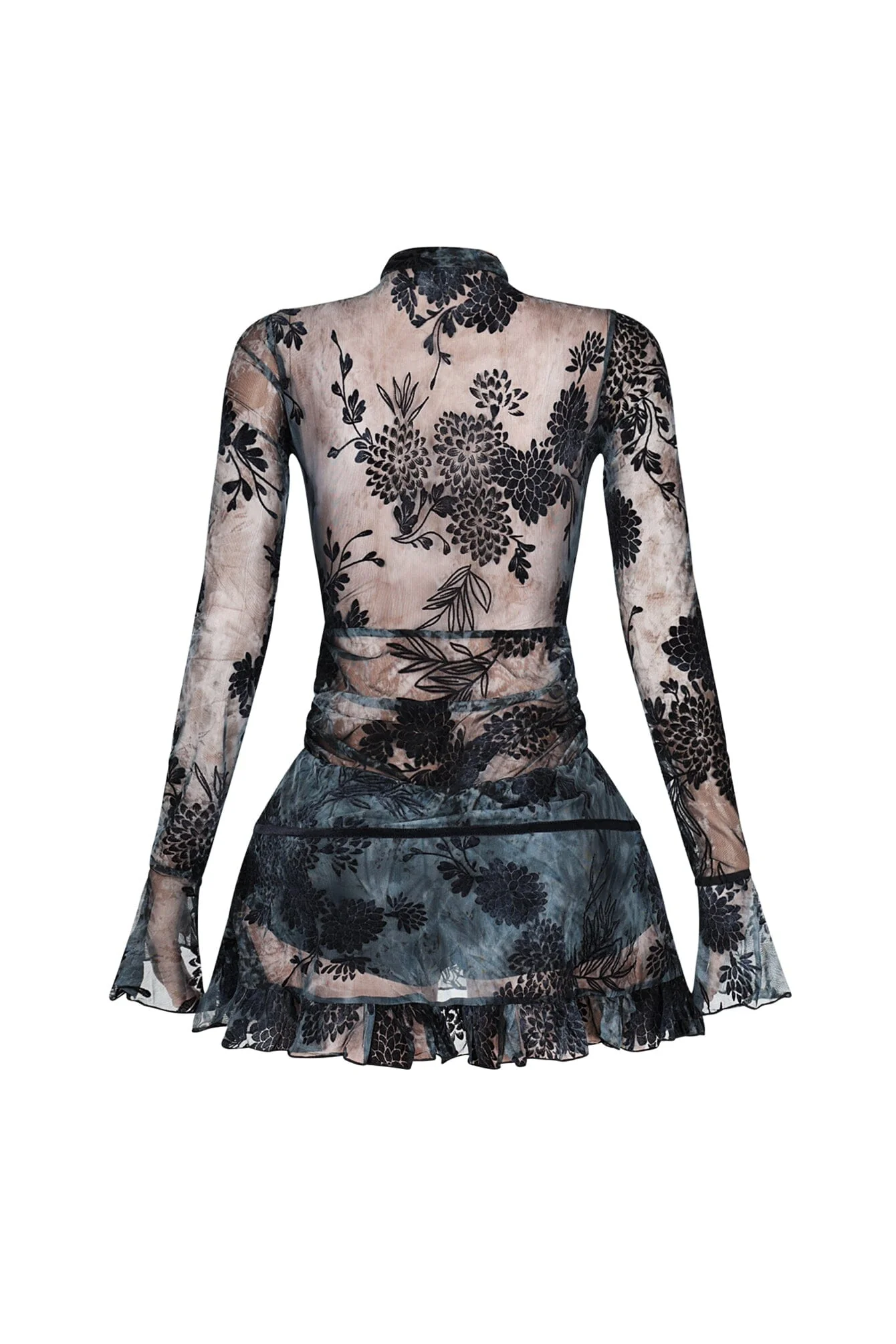 Lecce Mesh Velvet Mini Dress - Image 6