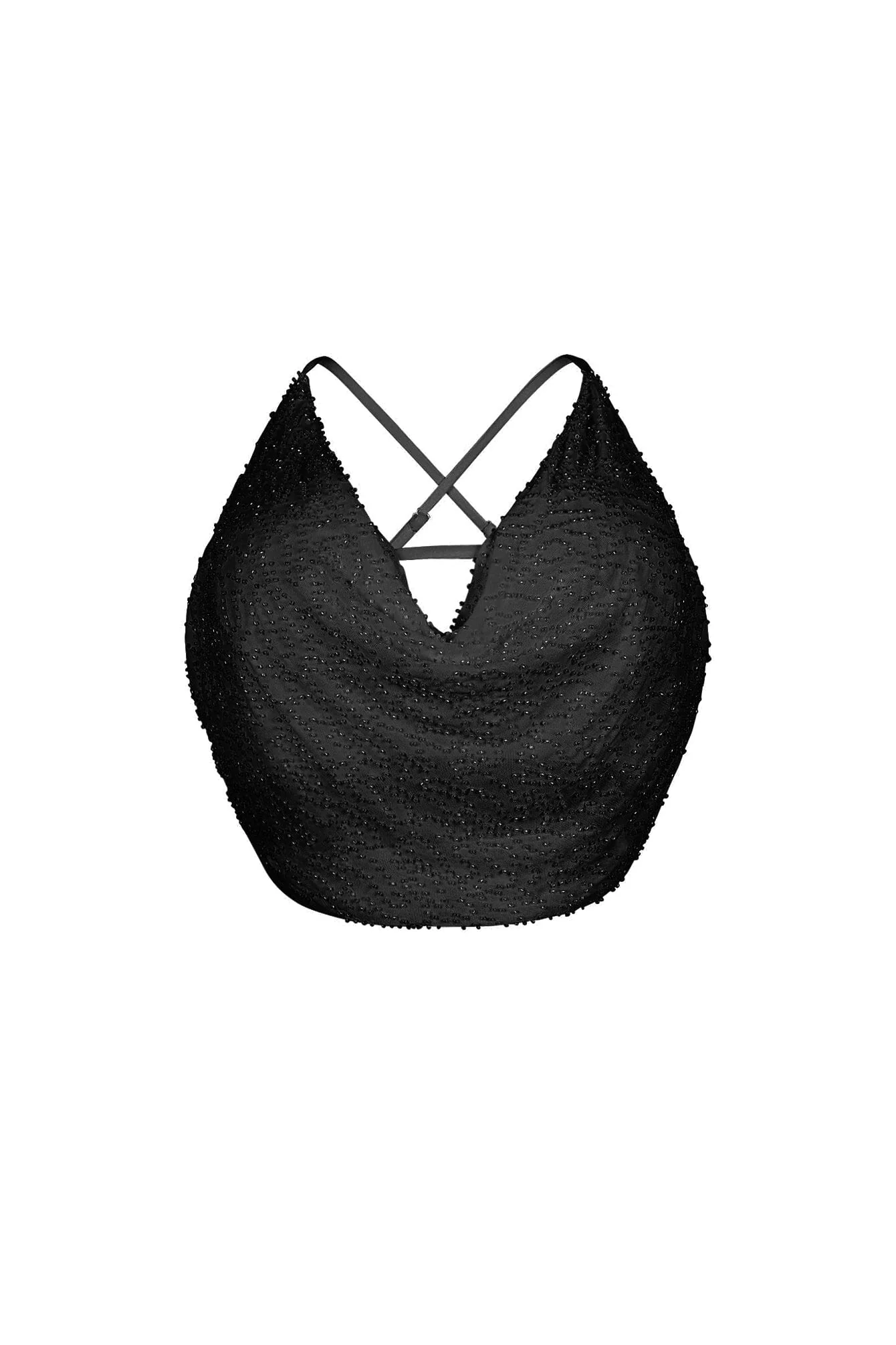 Lorena Mesh Beaded Cowl Neck Top - Image 5