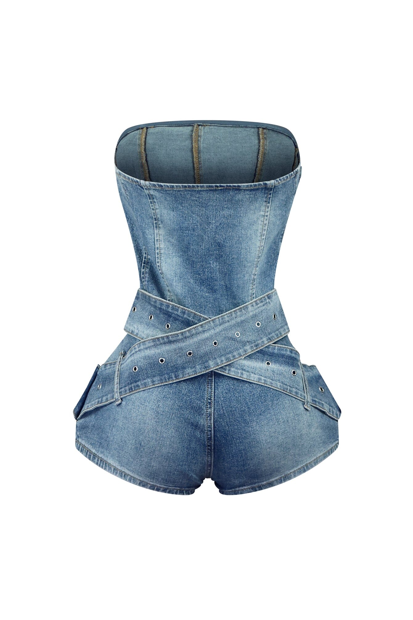Lose Control Washed Denim Tube Romper - Image 4