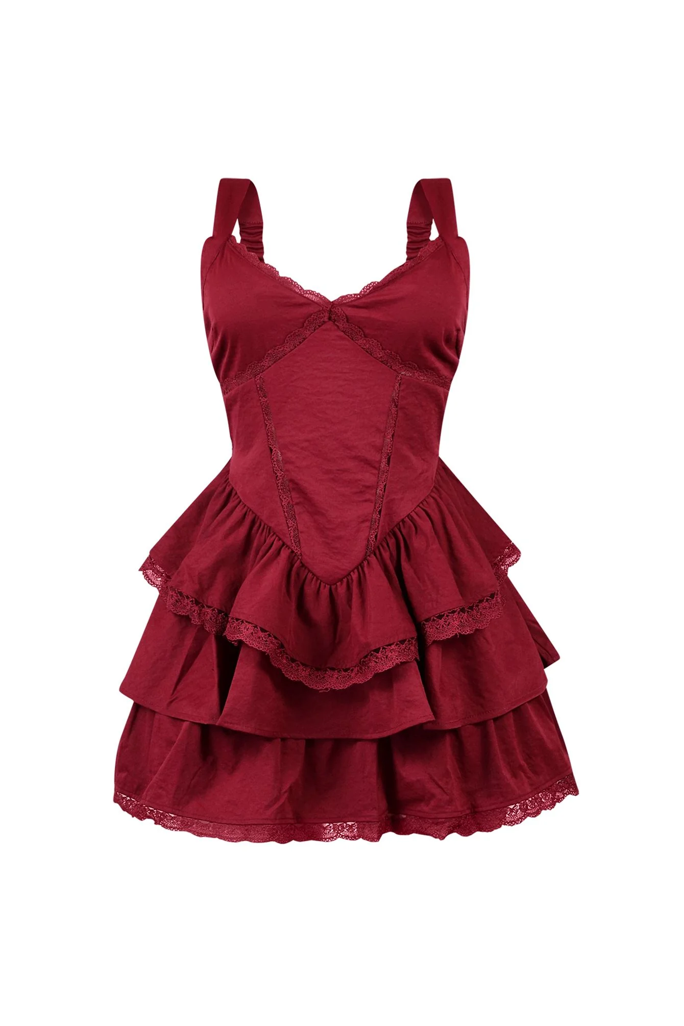 Lucky You Lace Trim Layered Mini Dress - Image 3
