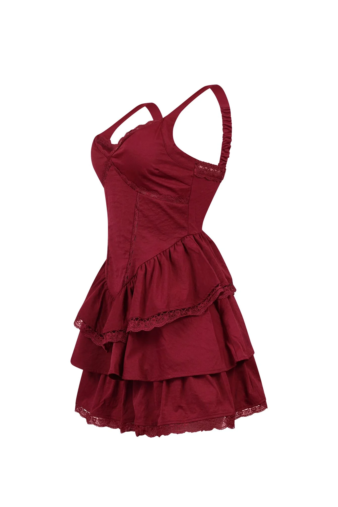 Lucky You Lace Trim Layered Mini Dress - Image 4