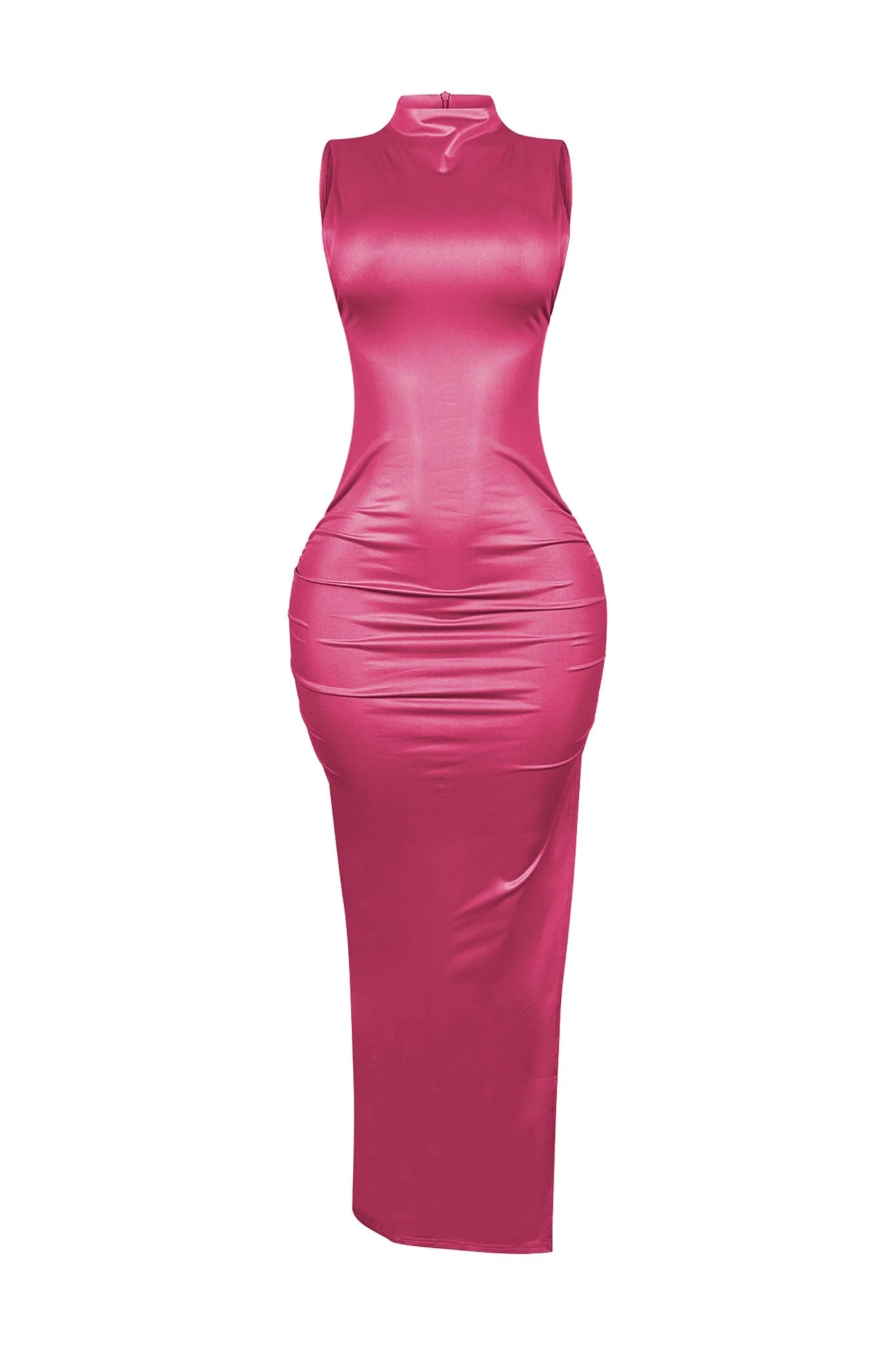 Marenna Faux Leather Ruched Maxi Dress - Image 12