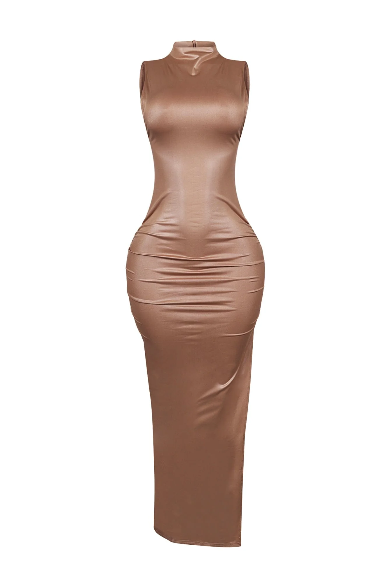 Marenna Faux Leather Ruched Maxi Dress - Image 13