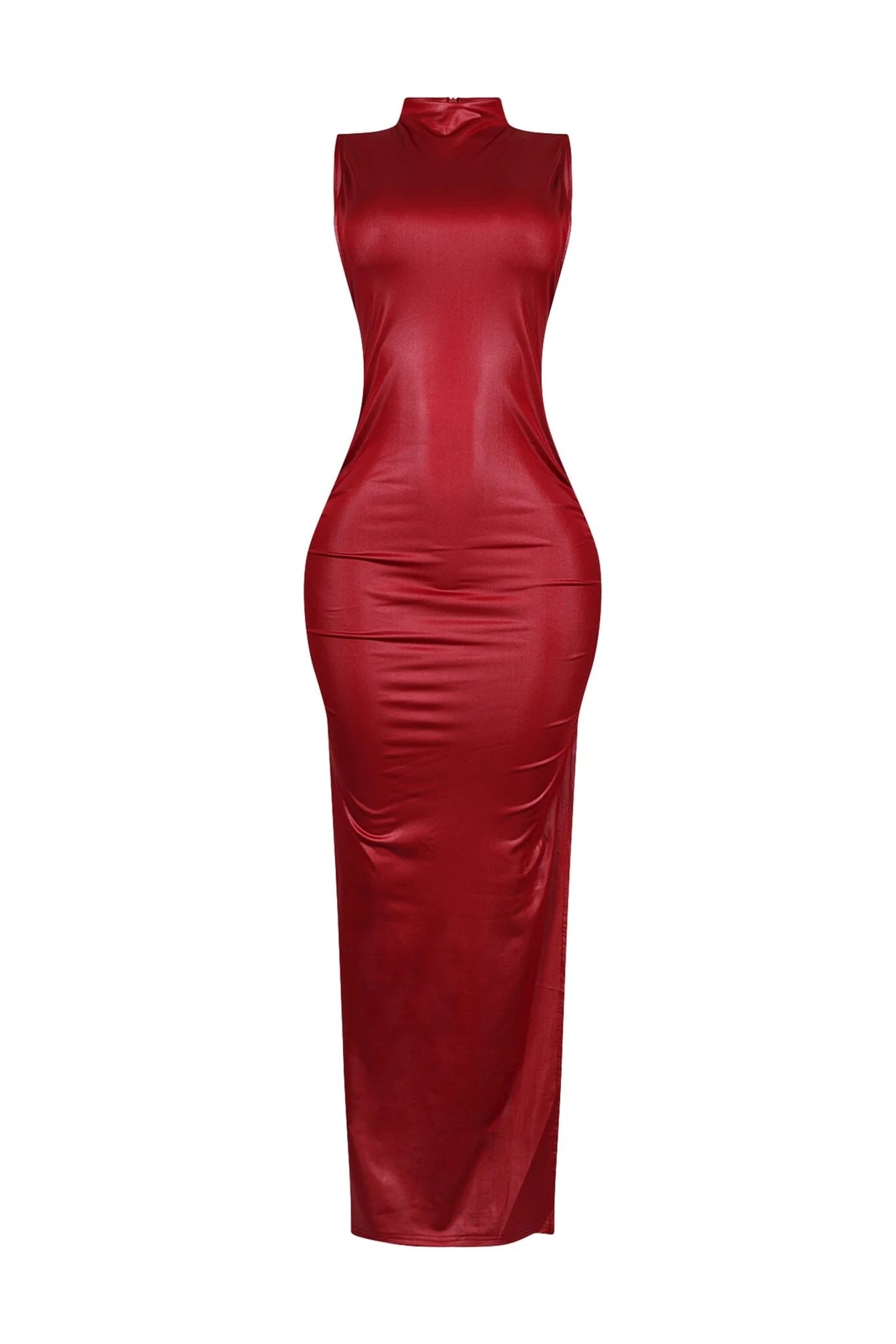 Marenna Faux Leather Ruched Maxi Dress - Image 15