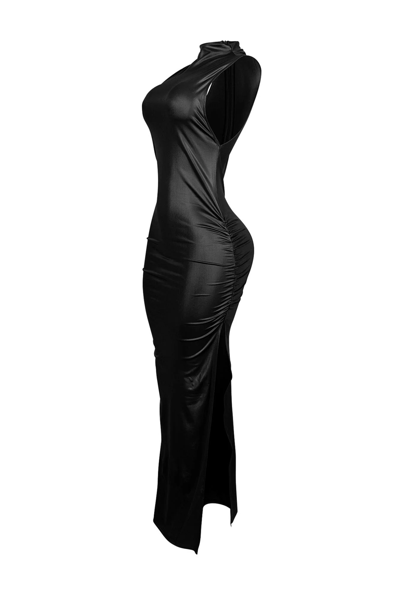 Marenna Faux Leather Ruched Maxi Dress - Image 16