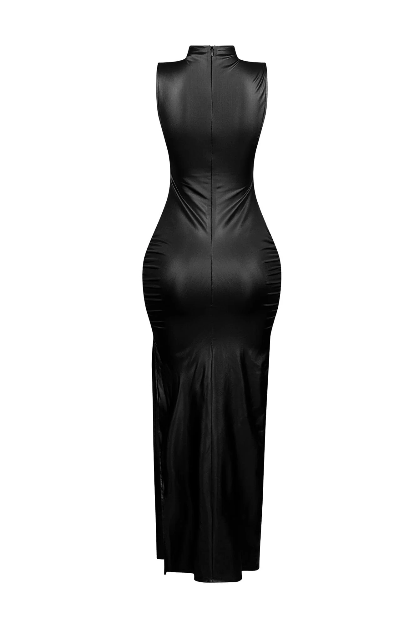 Marenna Faux Leather Ruched Maxi Dress - Image 19
