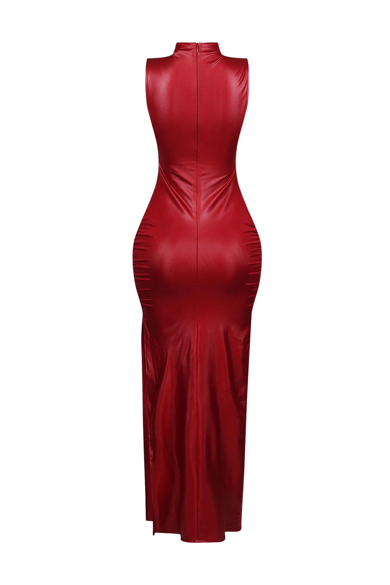 Marenna Faux Leather Ruched Maxi Dress - Image 20