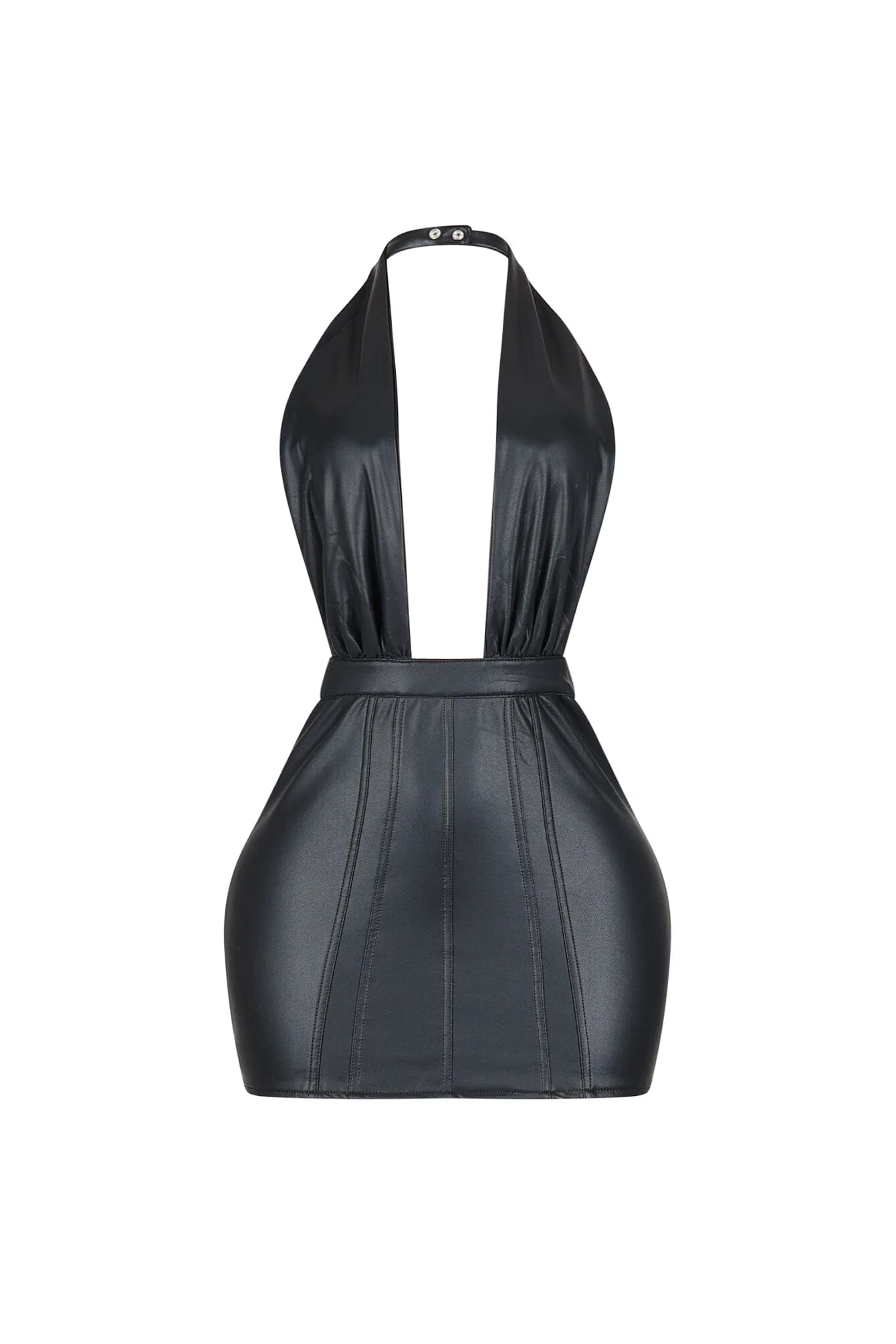 Marfa PU Deep V Neck Dress - Image 6