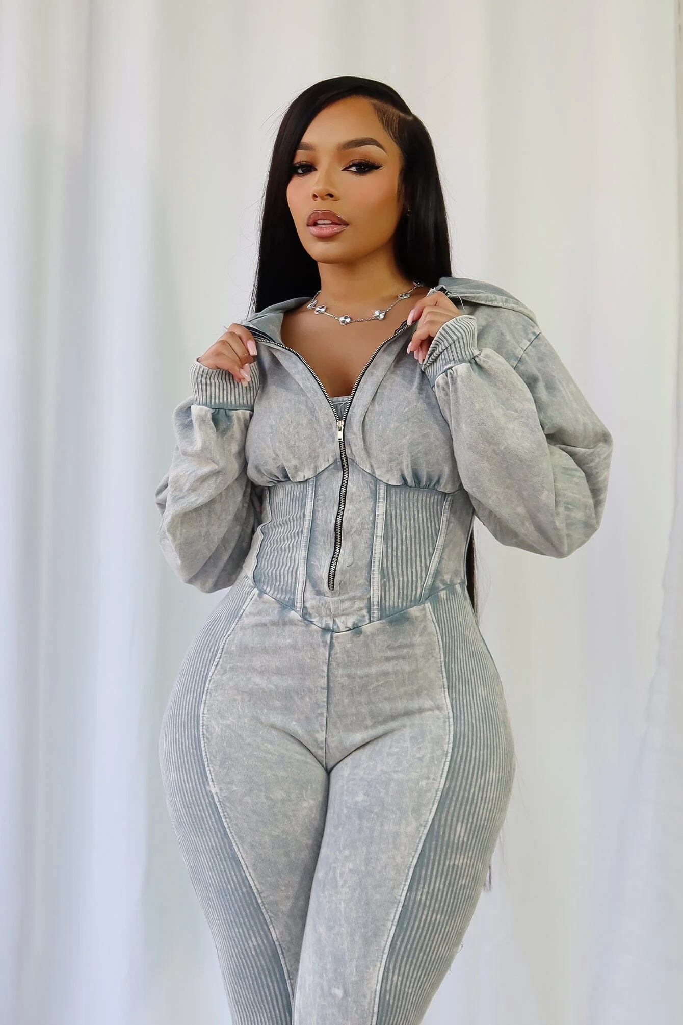 Margaret Mineral Washed Zipper Jumpsuit - Image 3