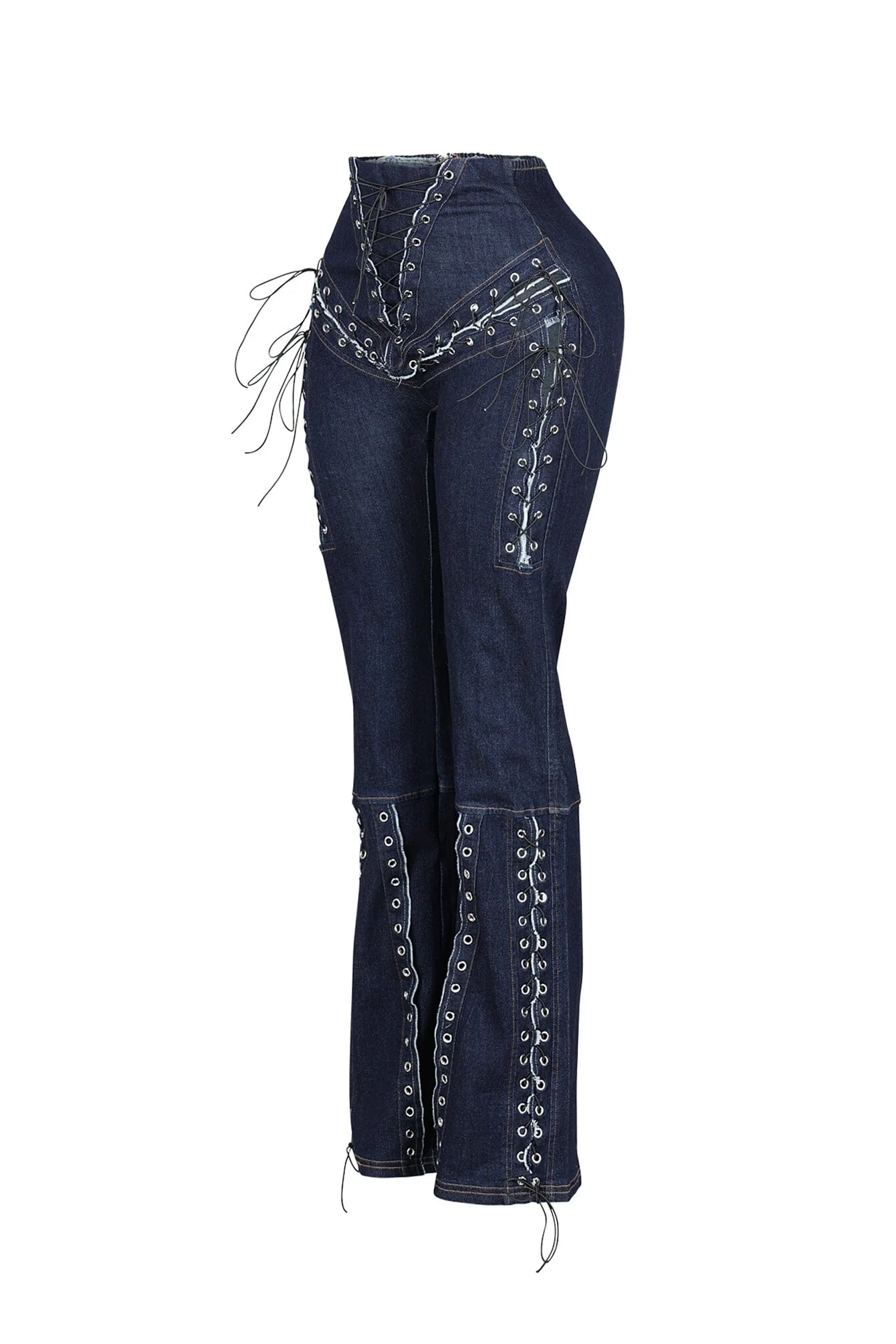 Marise High Waist Lace Up Jeans - Image 9