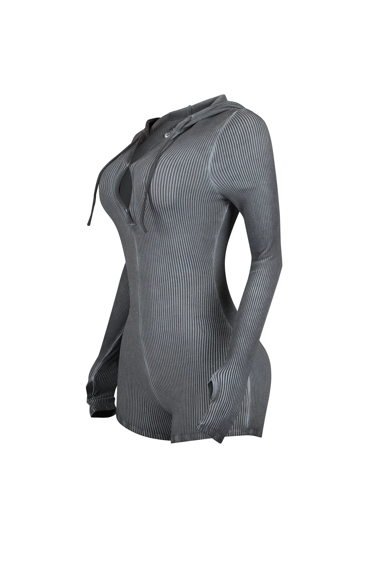 Meg Mineral Washed Hoodie Thumbhole Romper - Image 4
