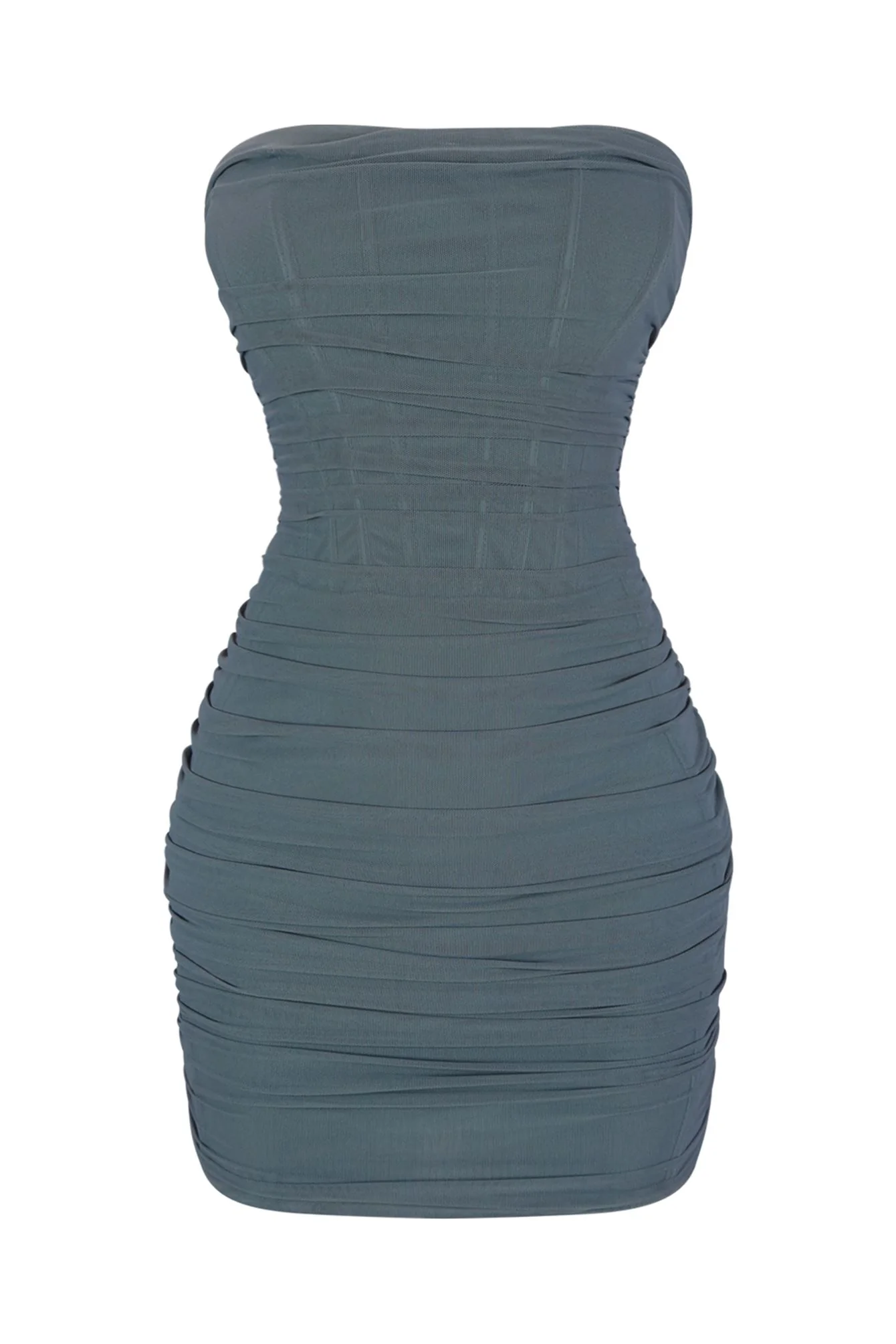 Not Too Late Mesh Ruched Mini Bustier Dress - Image 2