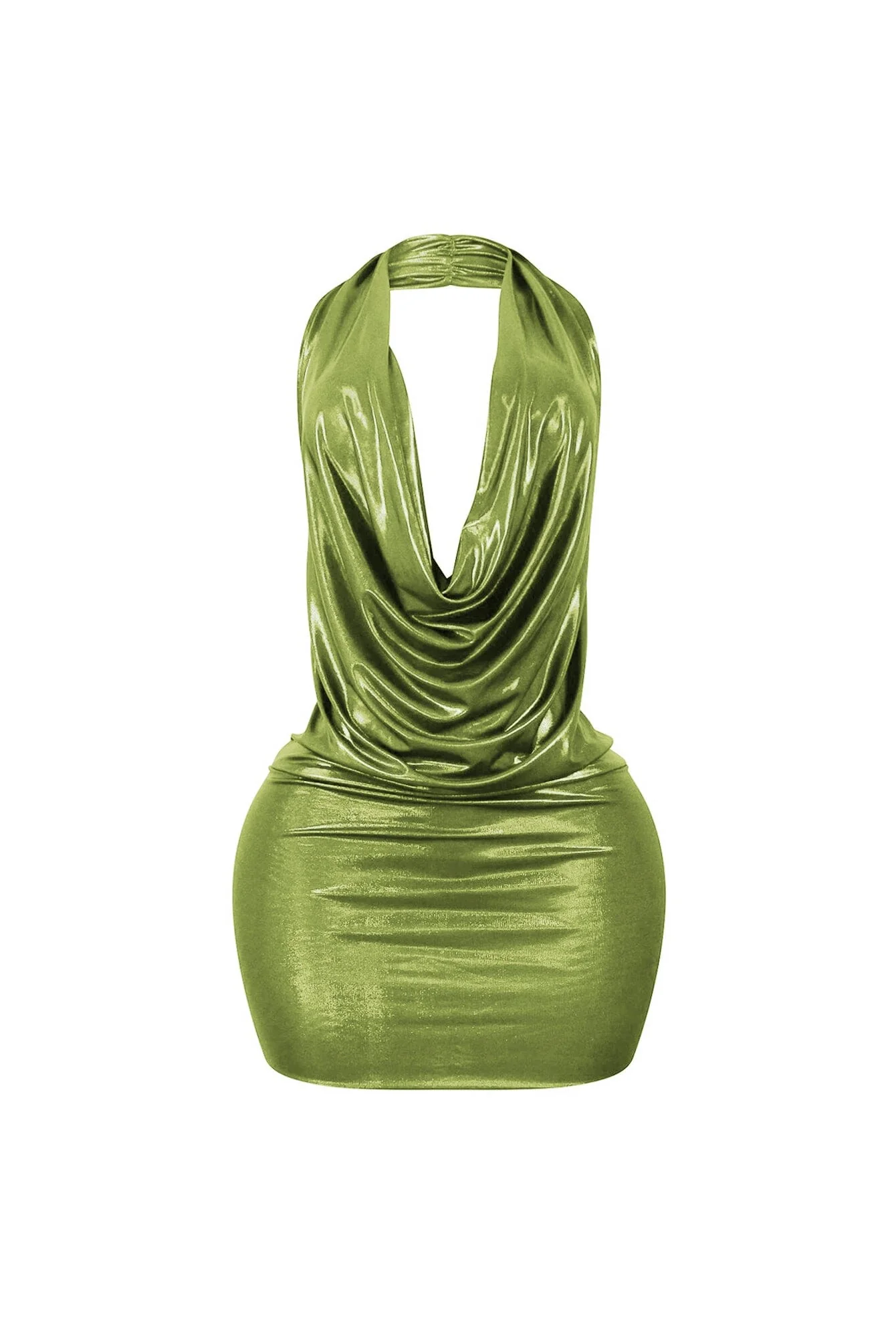 Talk Flirty Metallic Foil Halter Dress - Image 10