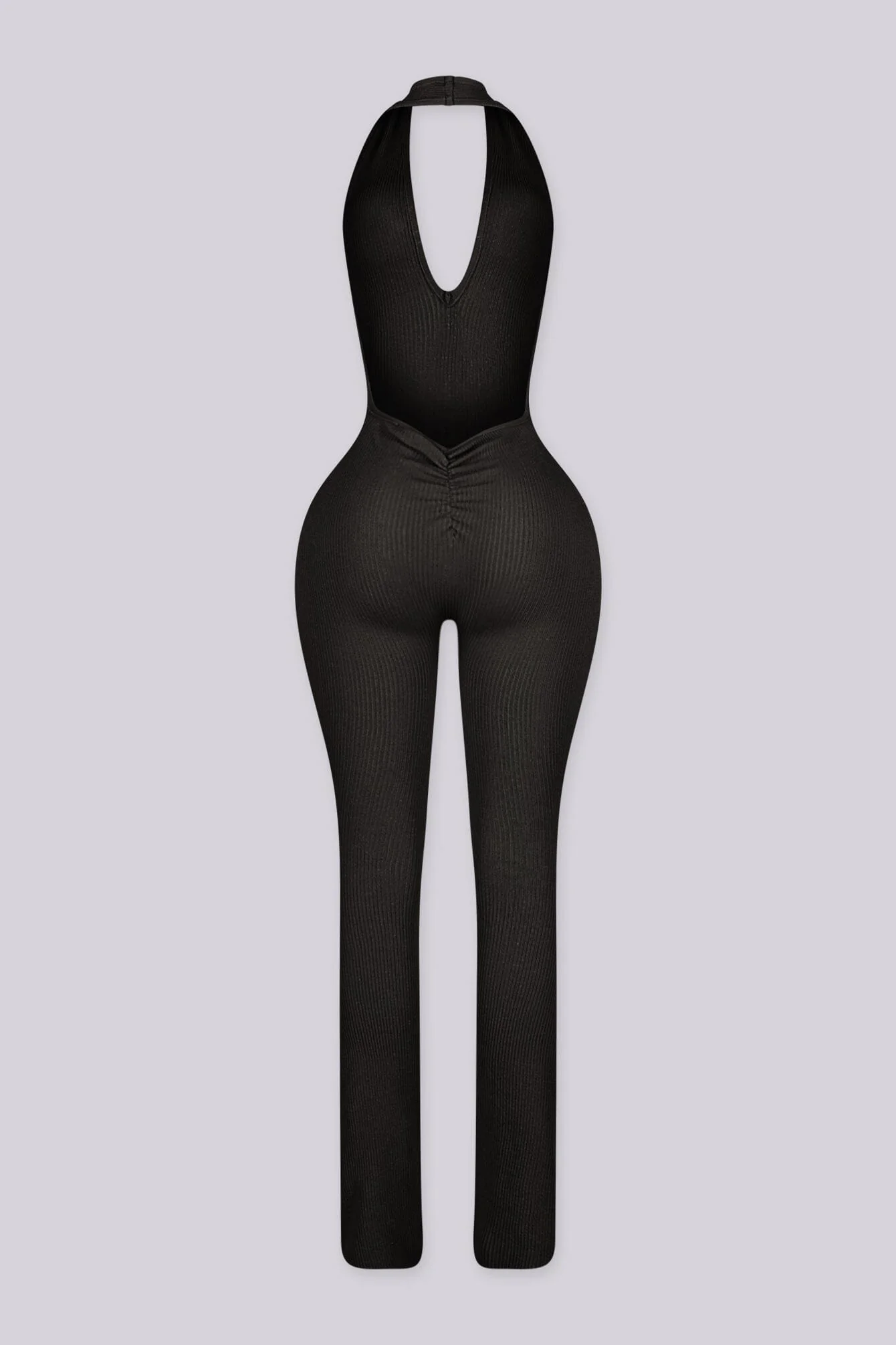 Midnight Flare Halter Jumpsuit - Image 3