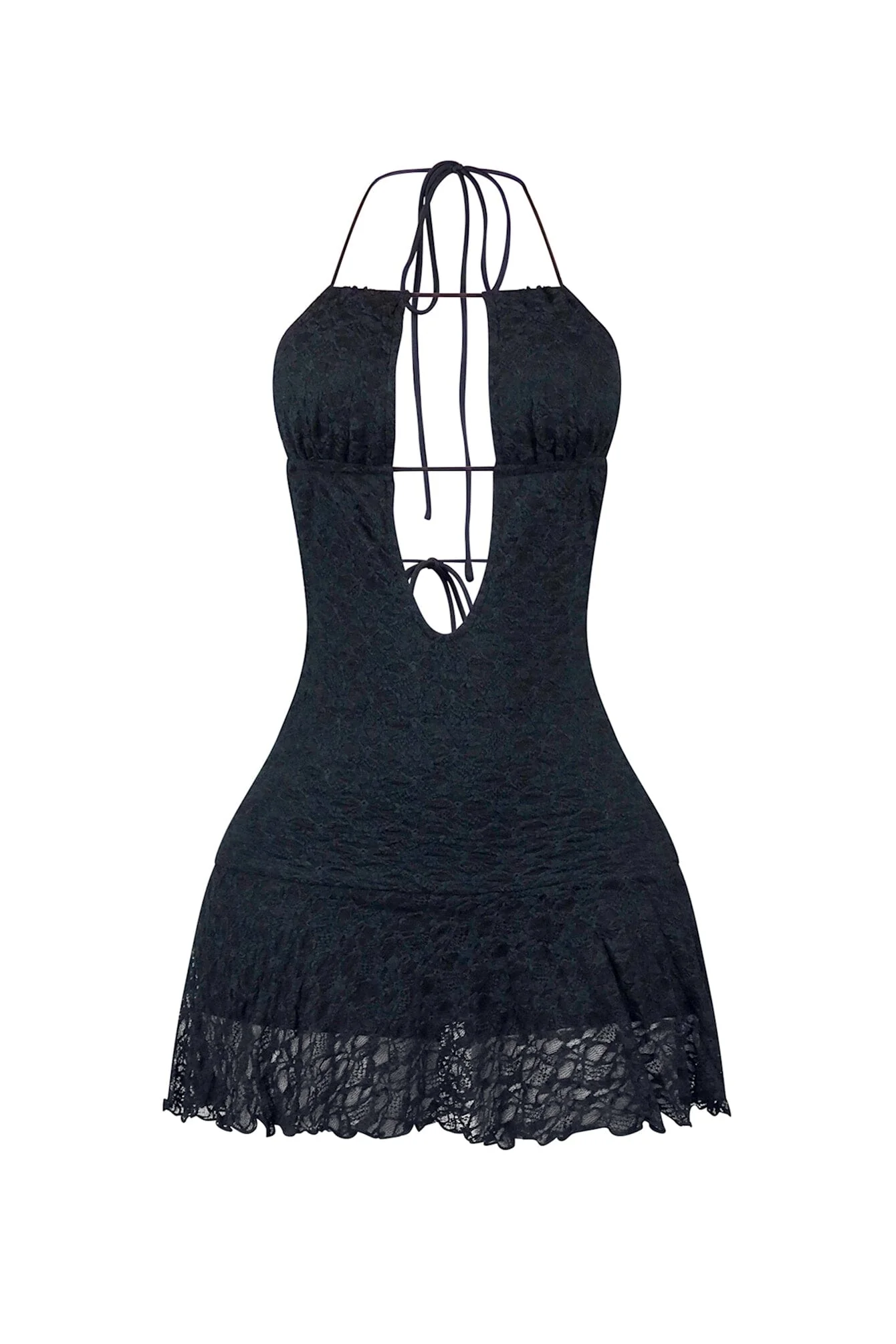 Midnight Serenade Halter Lace Cut Out Mini Dress - Image 3