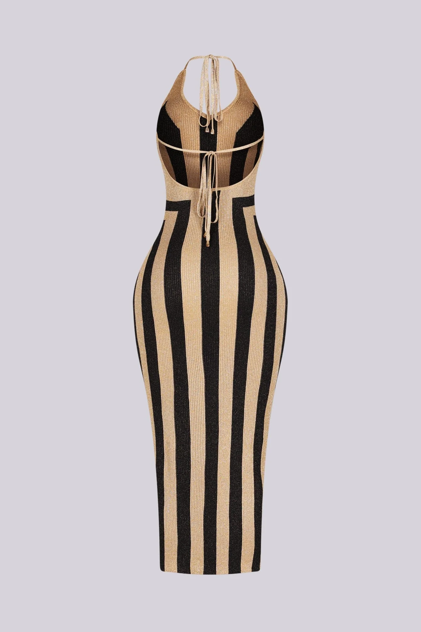 Molten Metallic Halter Midi Dress - Image 5