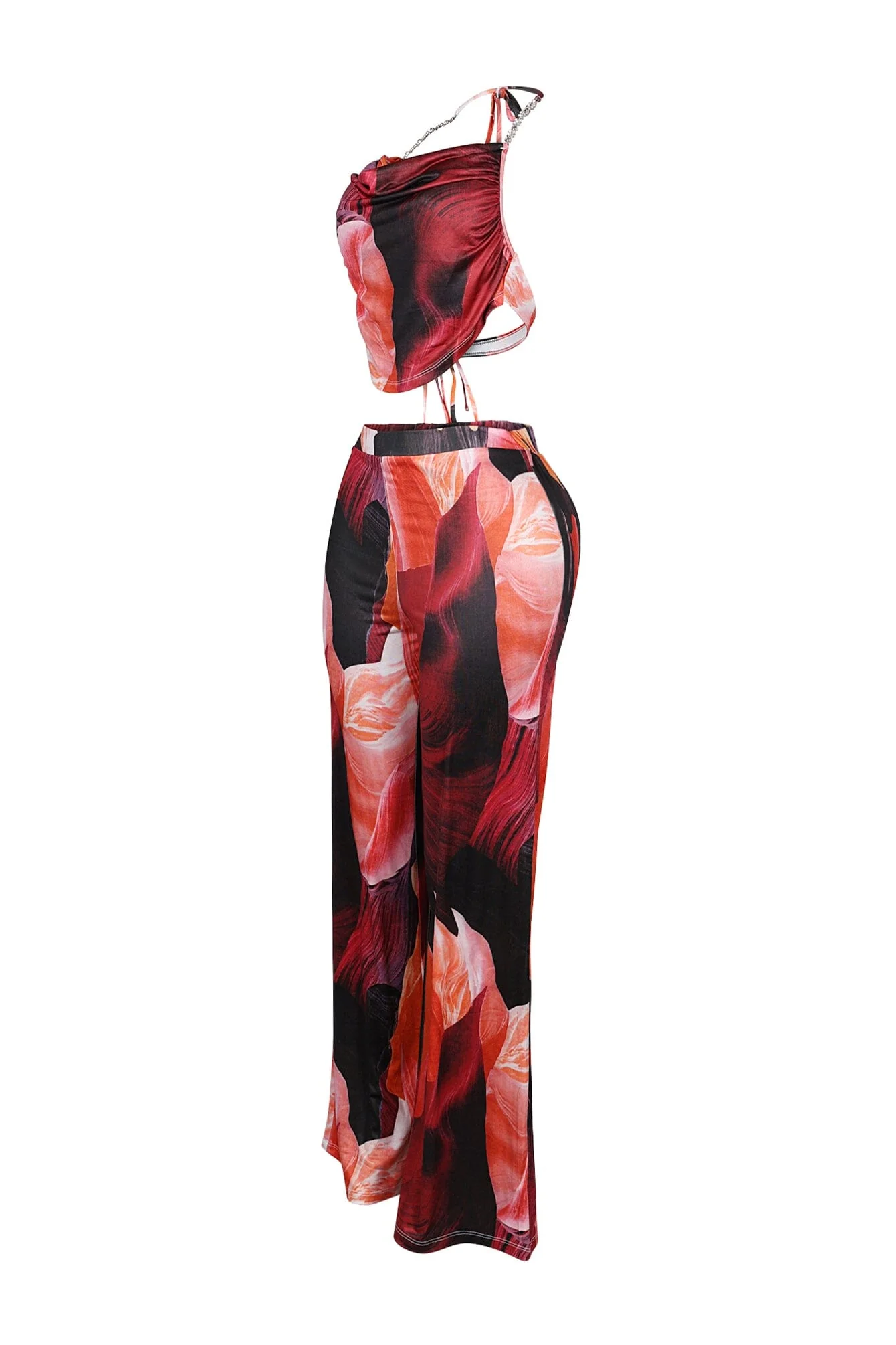Nayeli Print Halter Rhinestone Top & Pants SET - Image 4