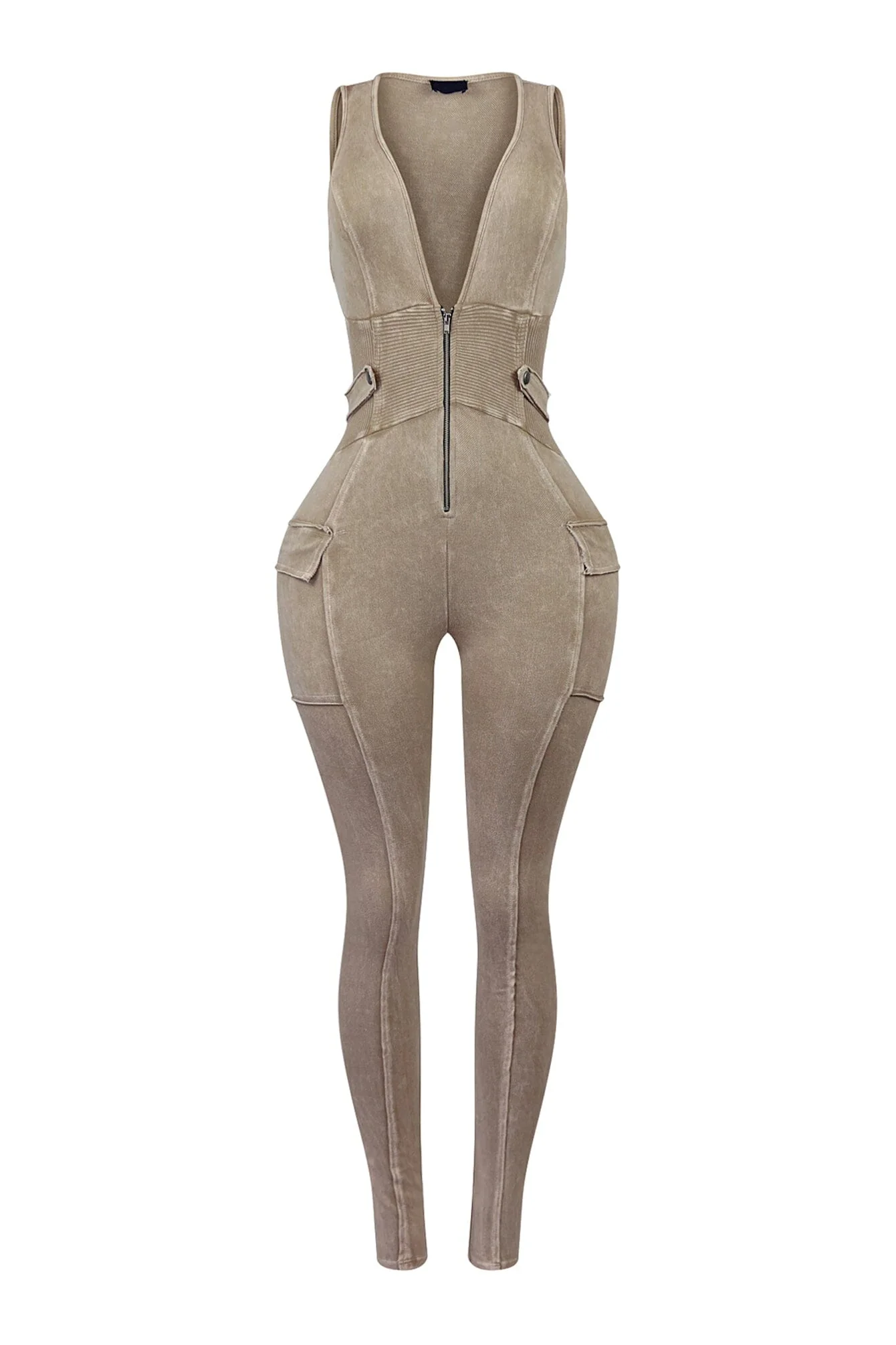 Nicole Mineral Washed Zip Up Sleeveless Jumpsuit - Image 6