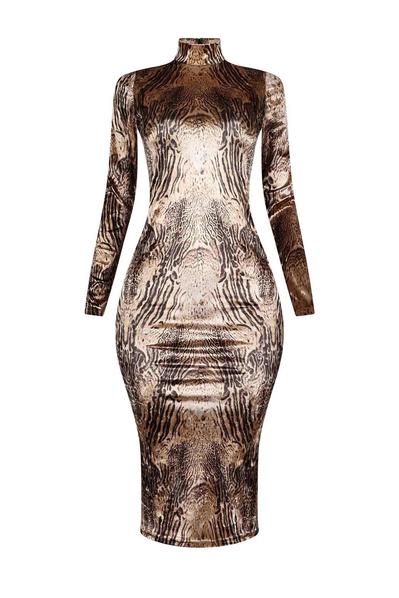 Nikki Velvet Animal Print Midi Dress - Image 3