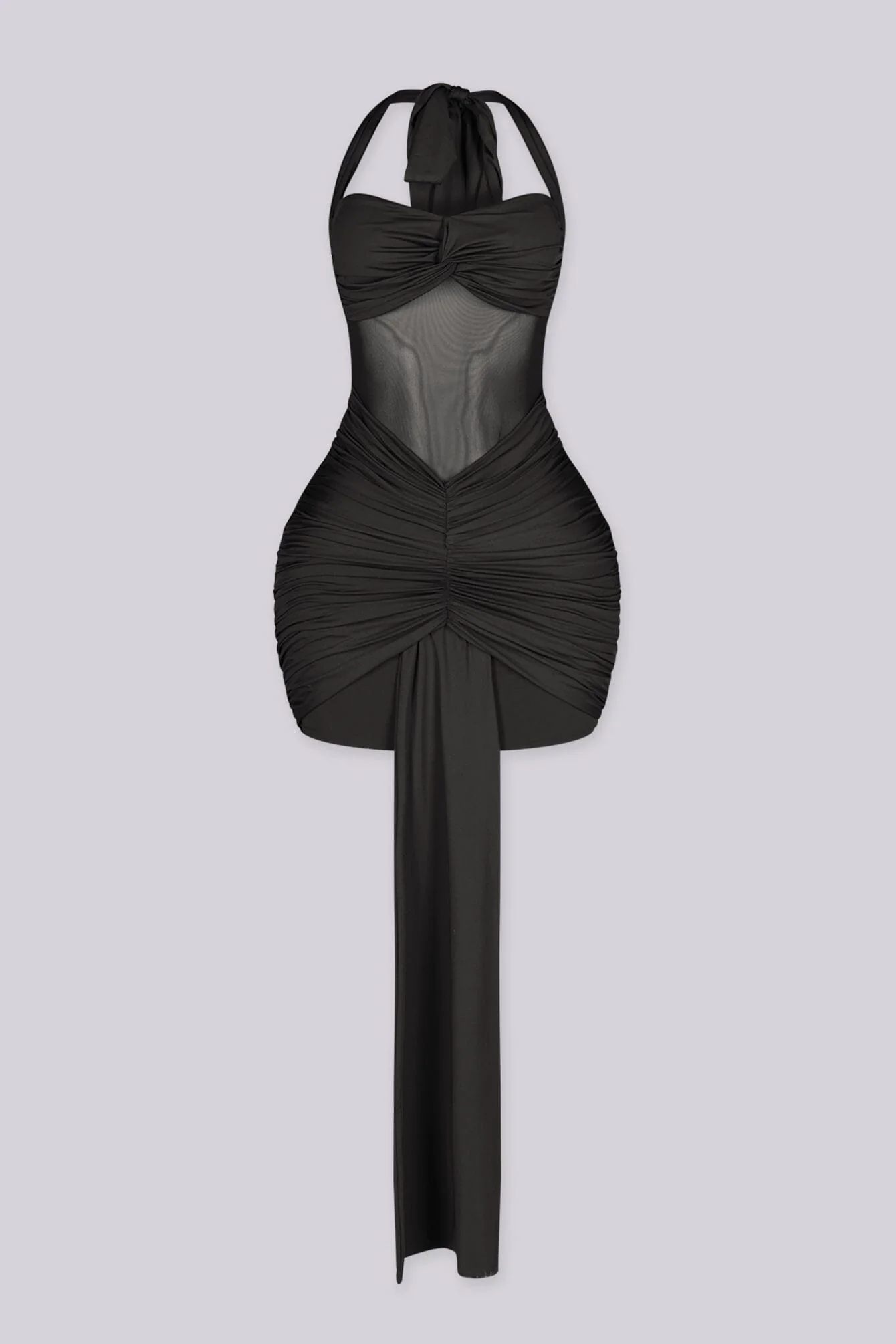 Noir Sash Drape Mini Dress - Image 4