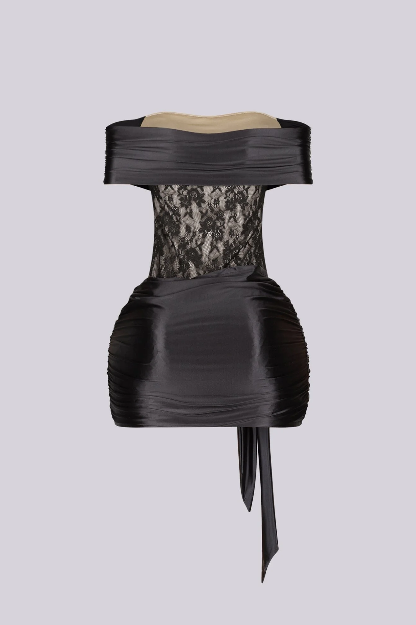 Nyra Off Shoulder Satin Lace Dress - Image 6