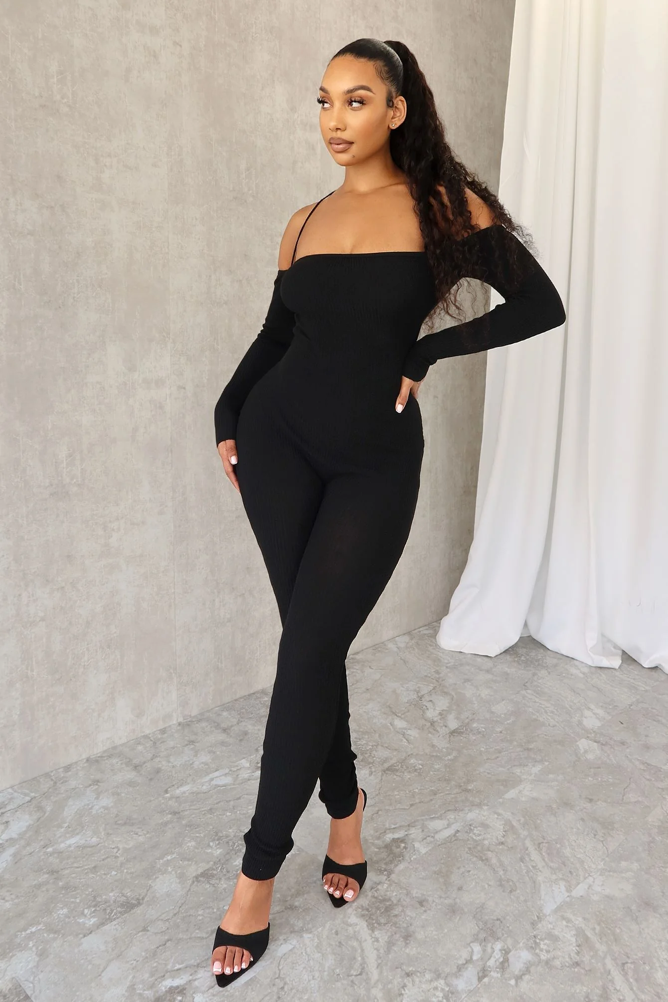 Play Hard Off Shoulder Knit Jumpsuit - Image 5