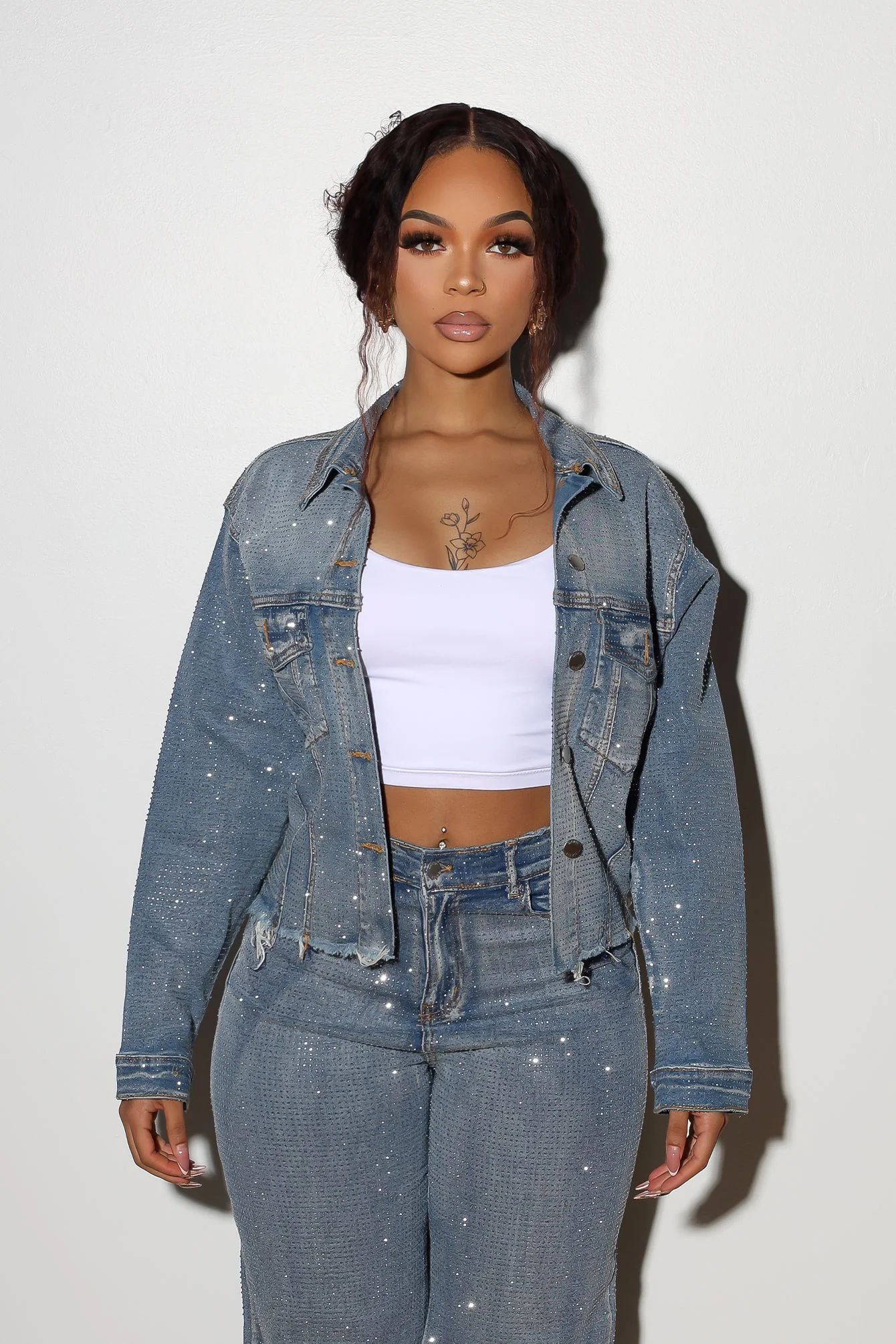 Opulent Rhinestone Denim Jacket - Image 2