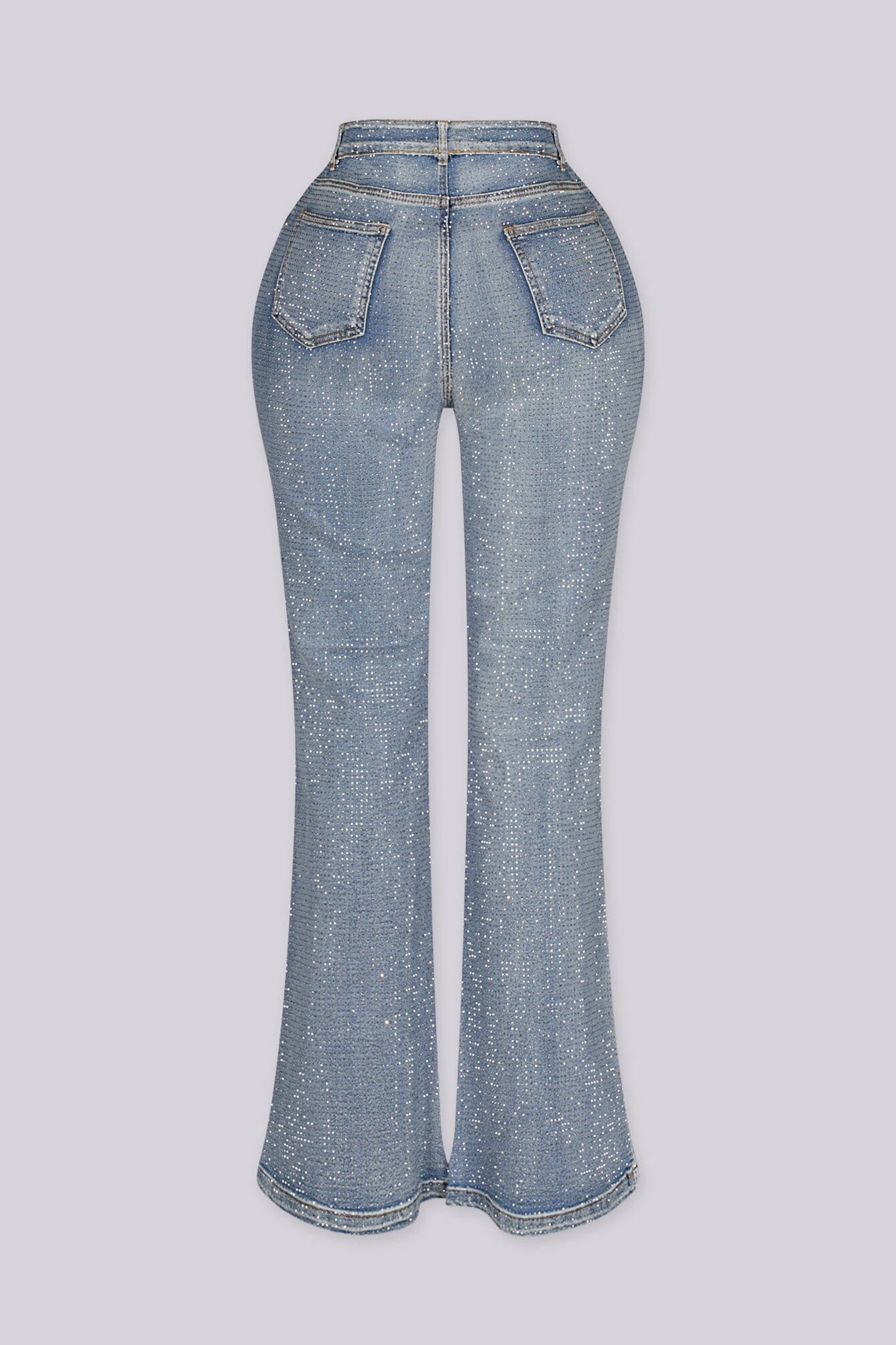 Opulent Rhinestone Flare Leg Denim Jeans - Image 4
