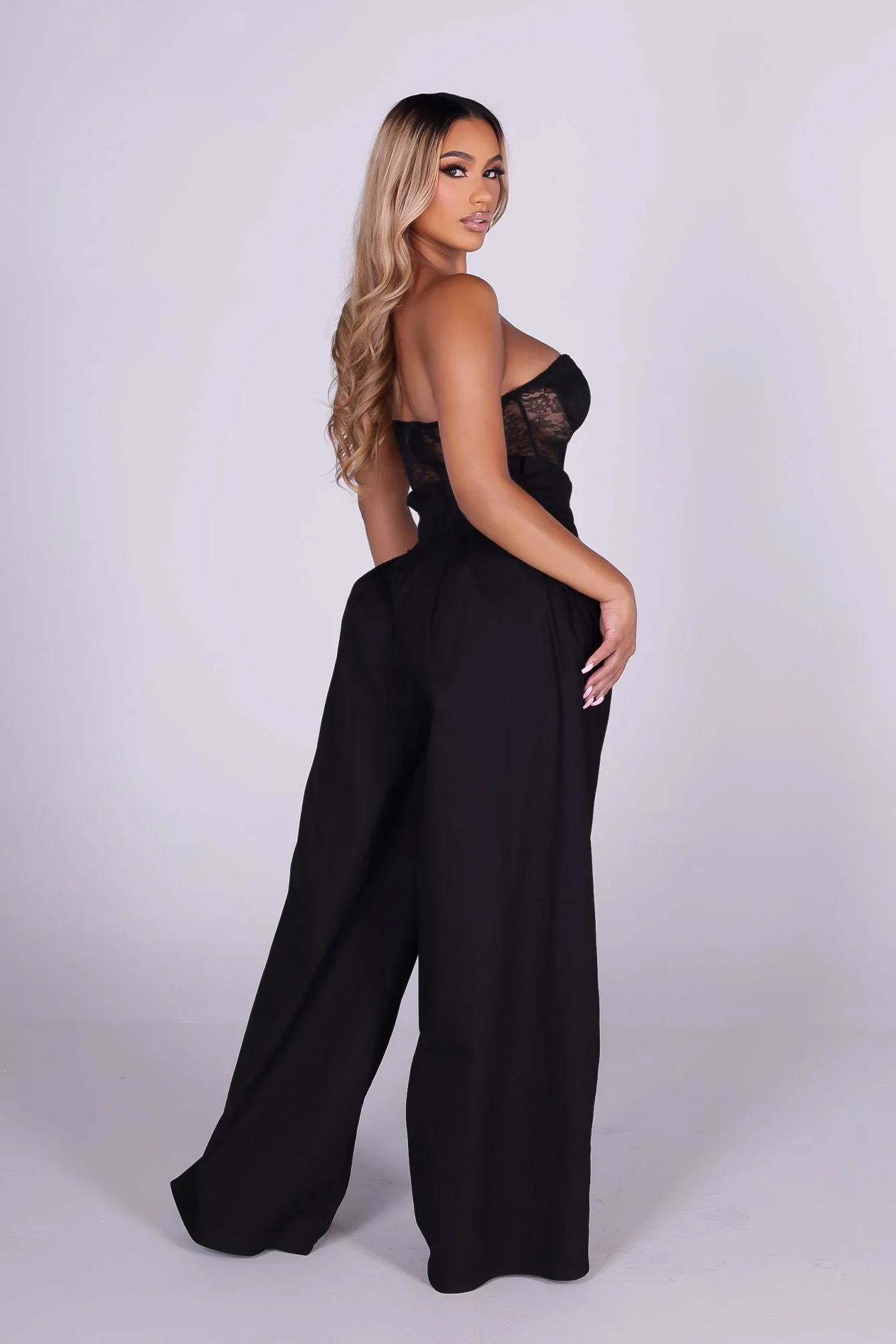 Orla Sheer Lace Corset Jumpsuit - Image 2