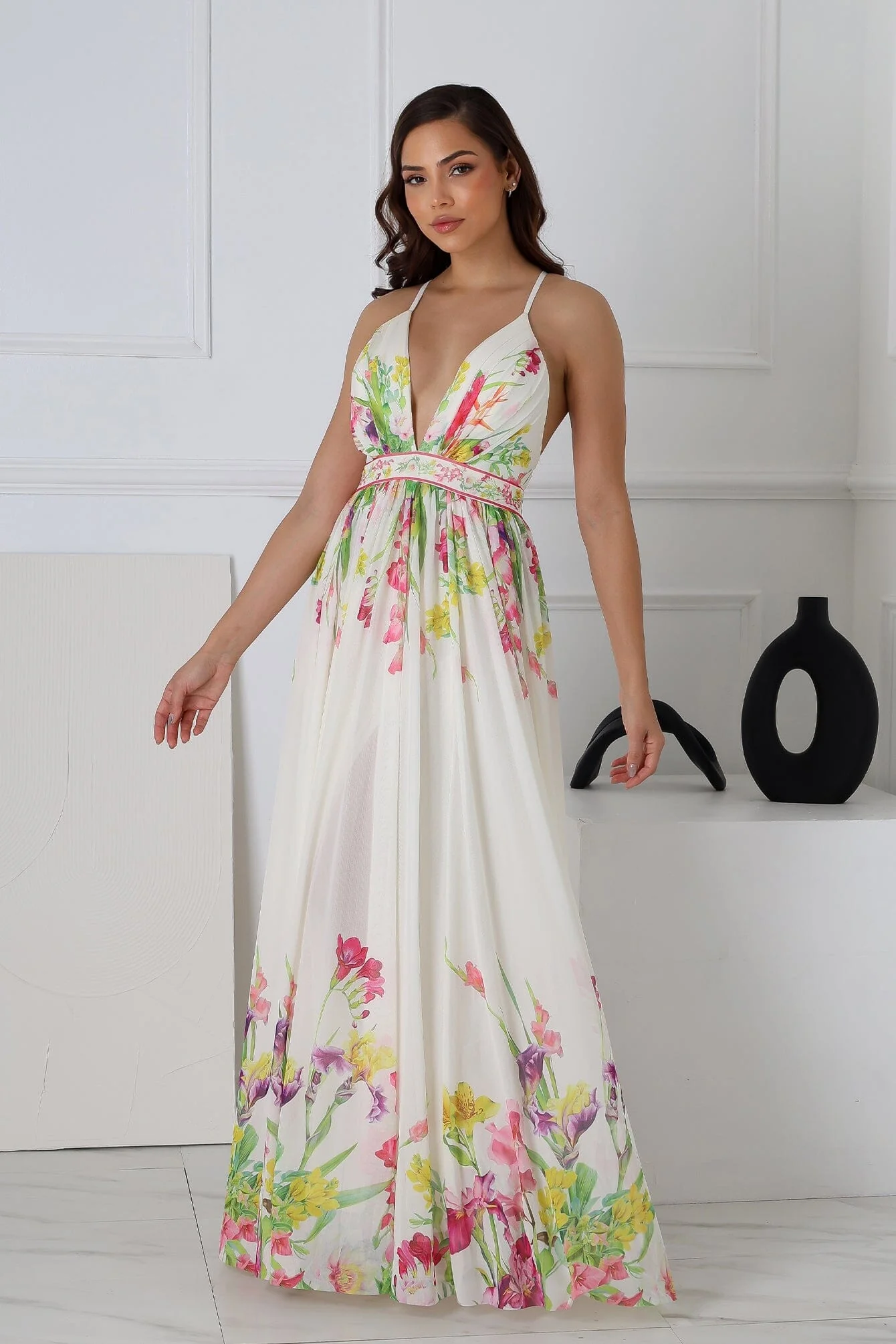 Osono Mesh Floral Printed Maxi Dress - Image 5
