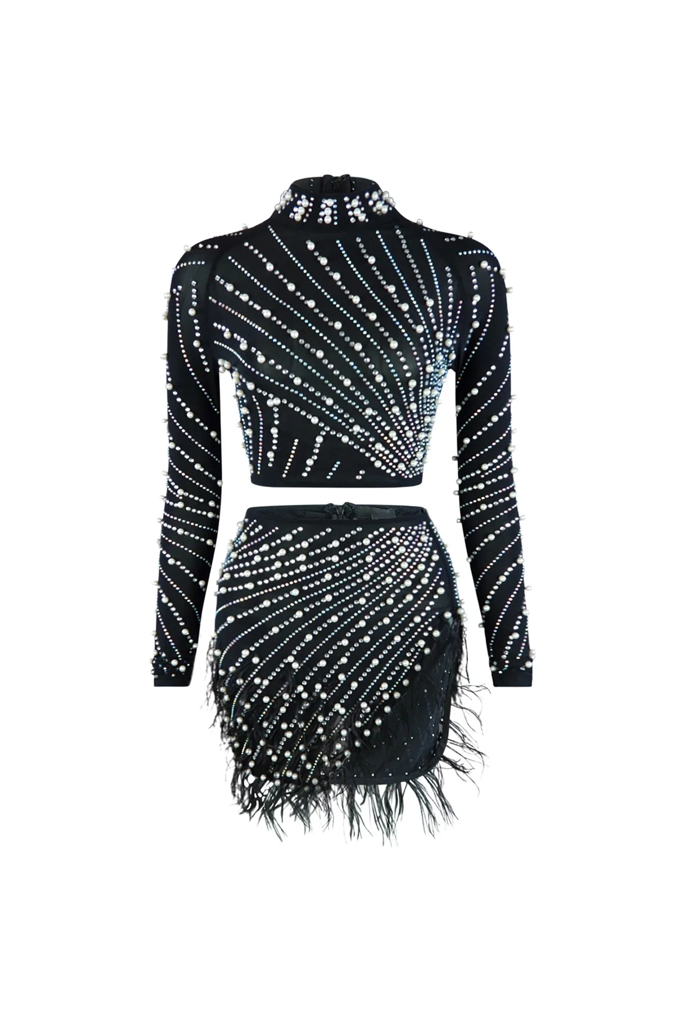 New Standard Stone and Pearl Top & Skirt SET - Image 4