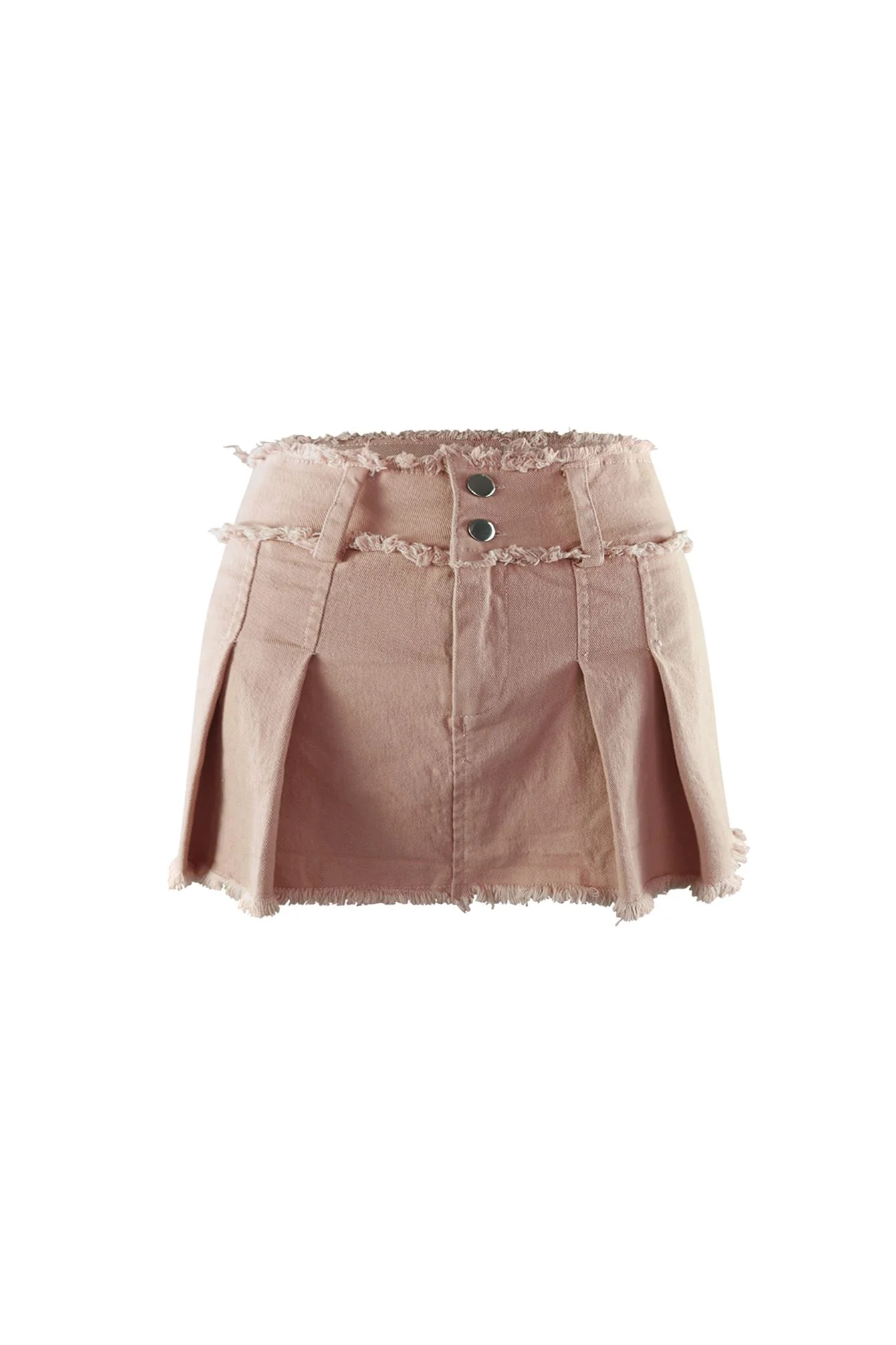 Pink Drink Pleated Denim Mini Skirt - Image 2