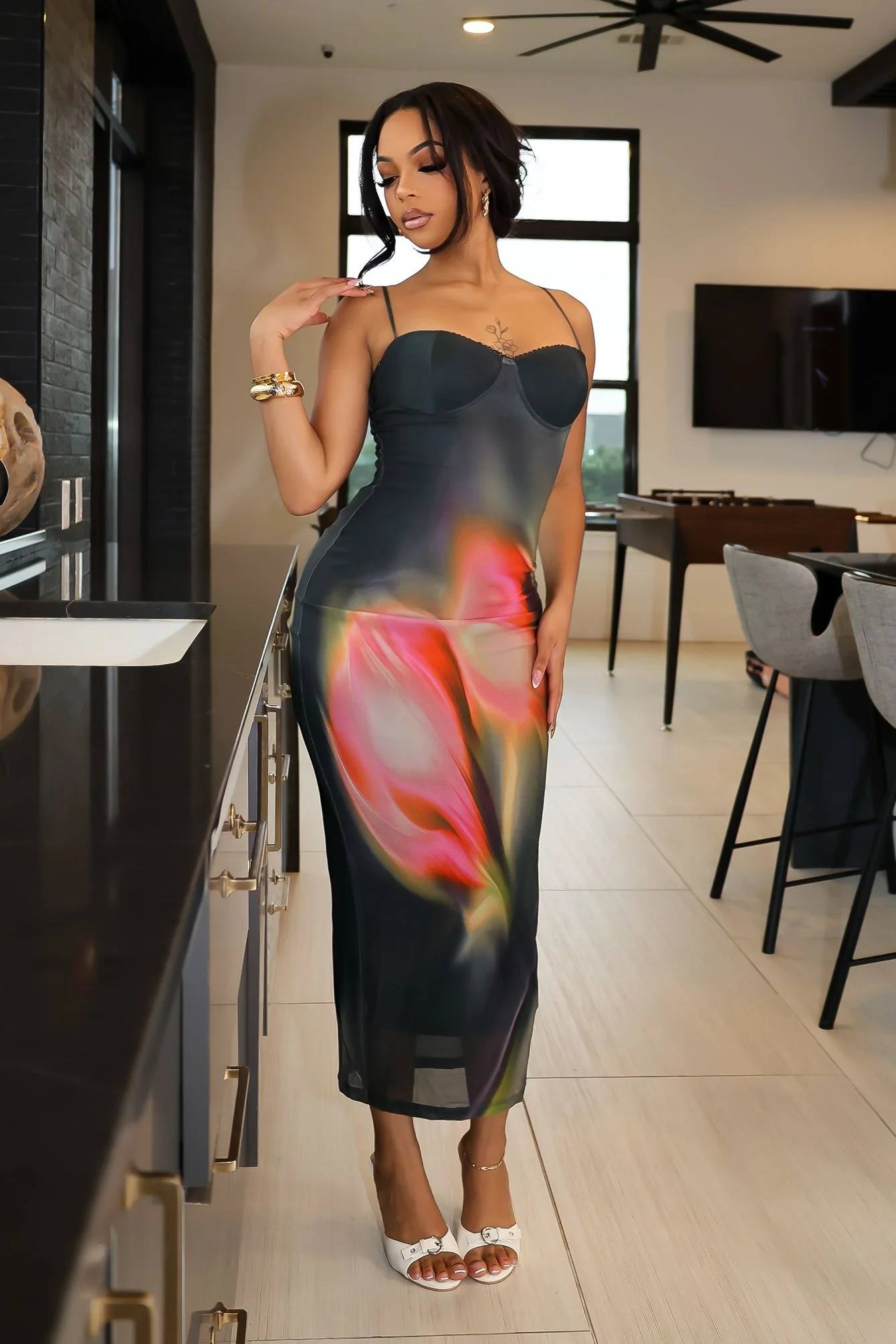 Poem Move Printed Midi Dress - Image 2