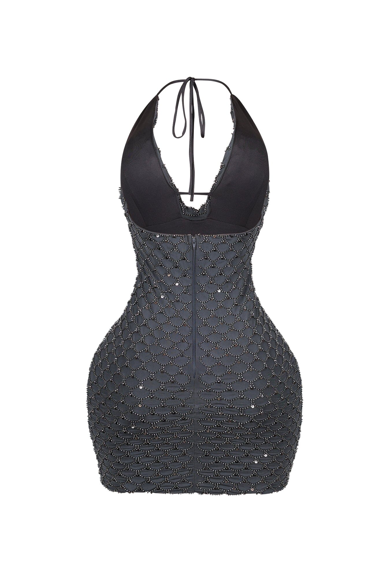 Rebecca Beaded Cowl Neck Halter Mini Dress - Image 6