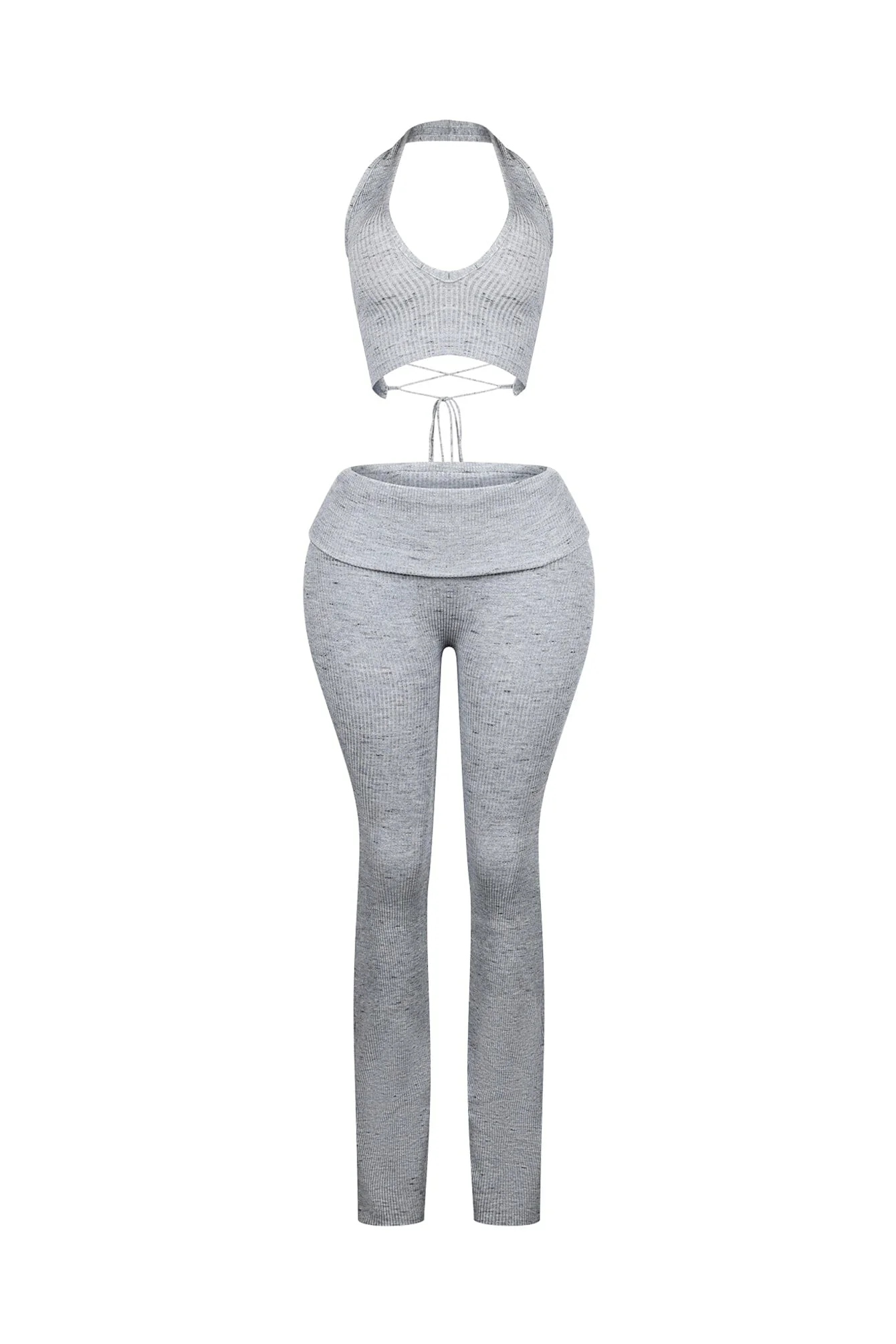 Riptide Ribbed Knit Halter Top & Pants SET - Image 6