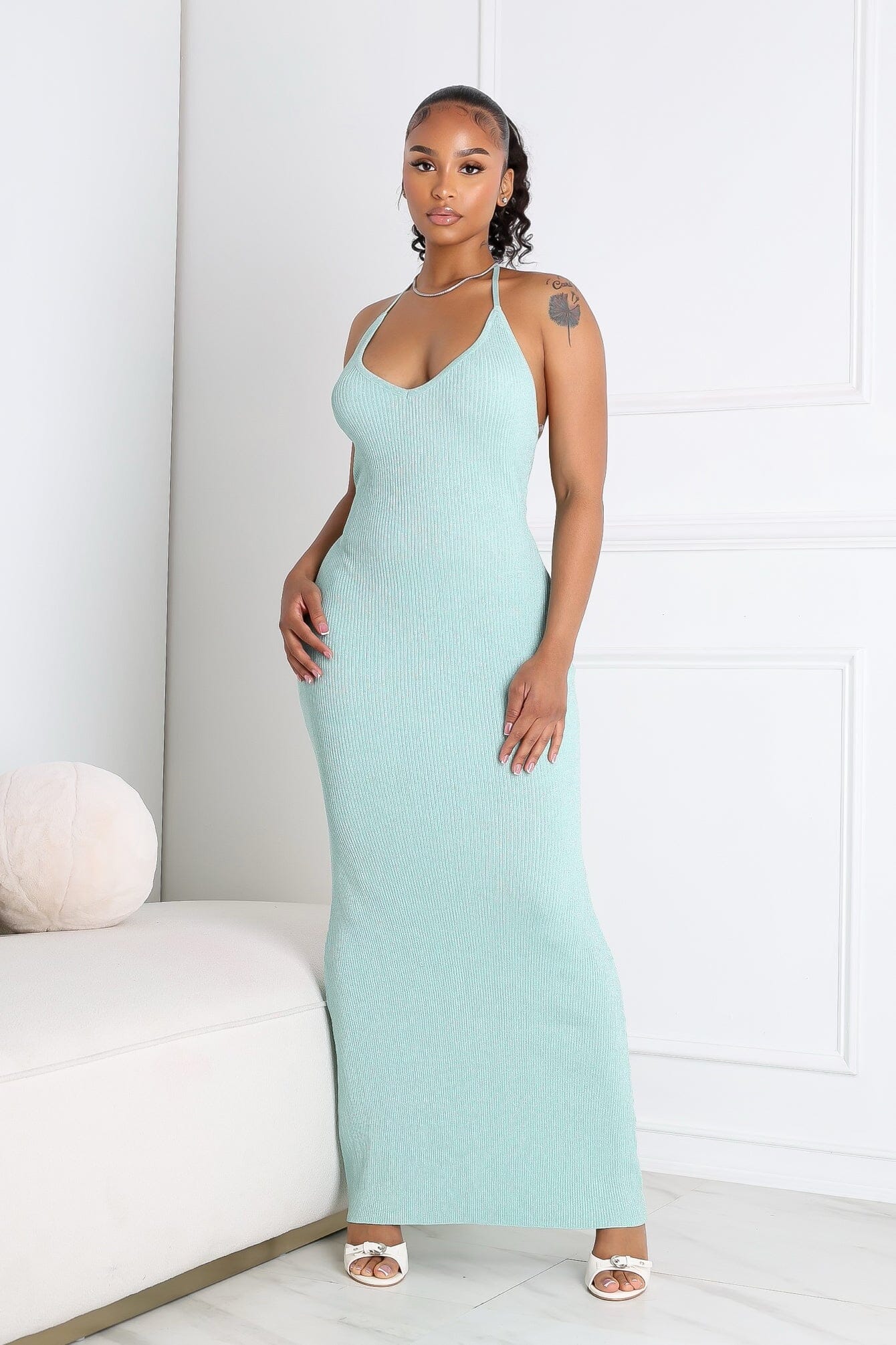 Rivexa Glitter Lurex Ribbed Maxi Dress - Image 2