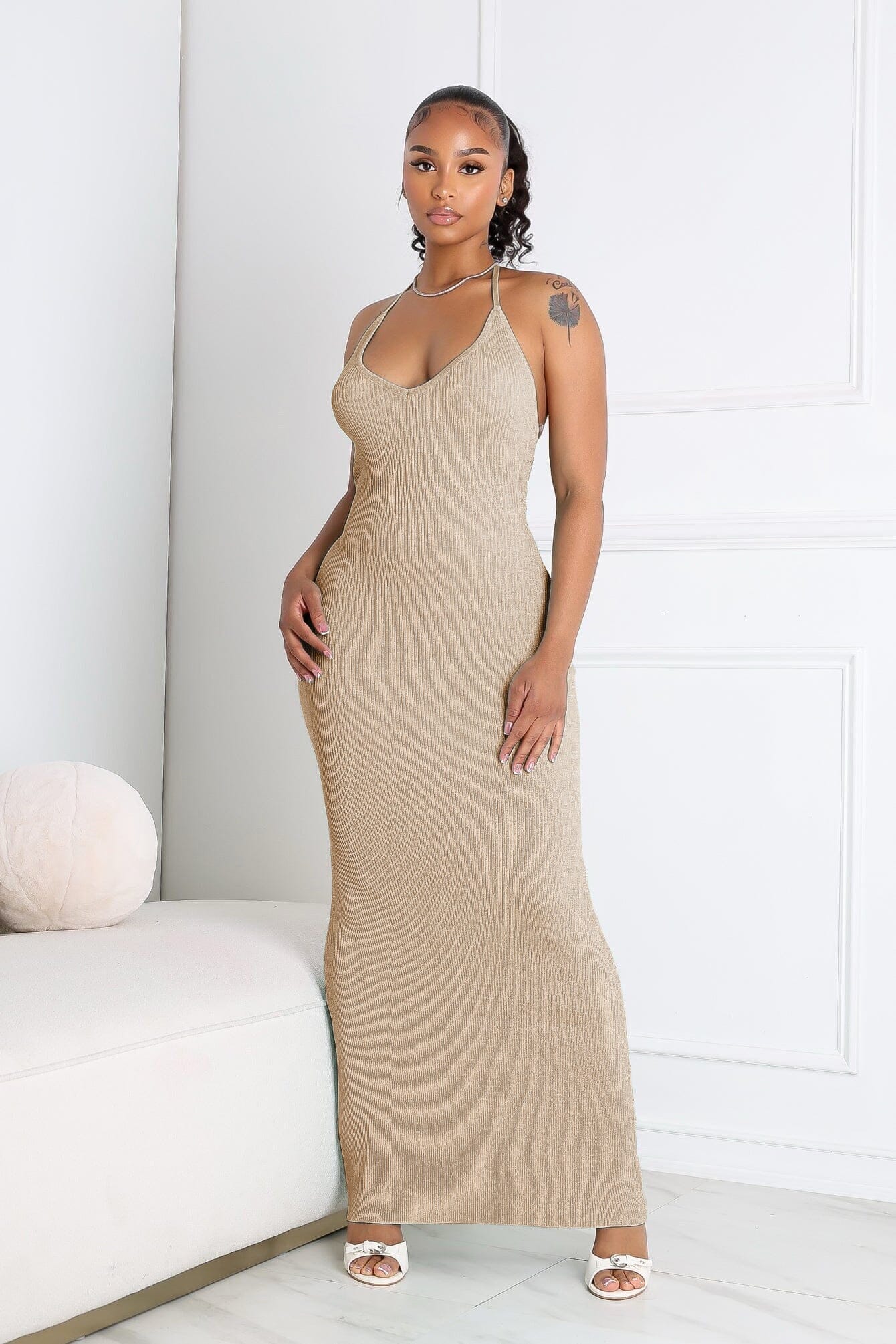 Rivexa Glitter Lurex Ribbed Maxi Dress - Image 5