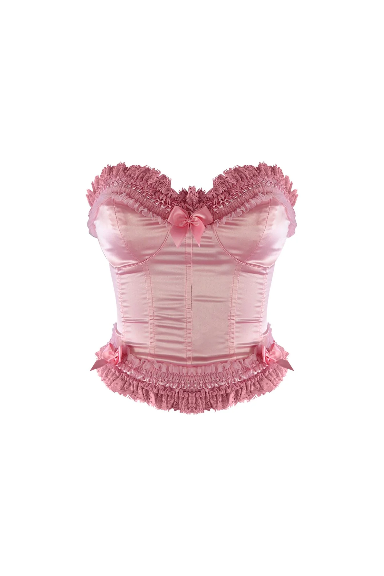 Rococo Lace Trim Satin Corset - Image 6