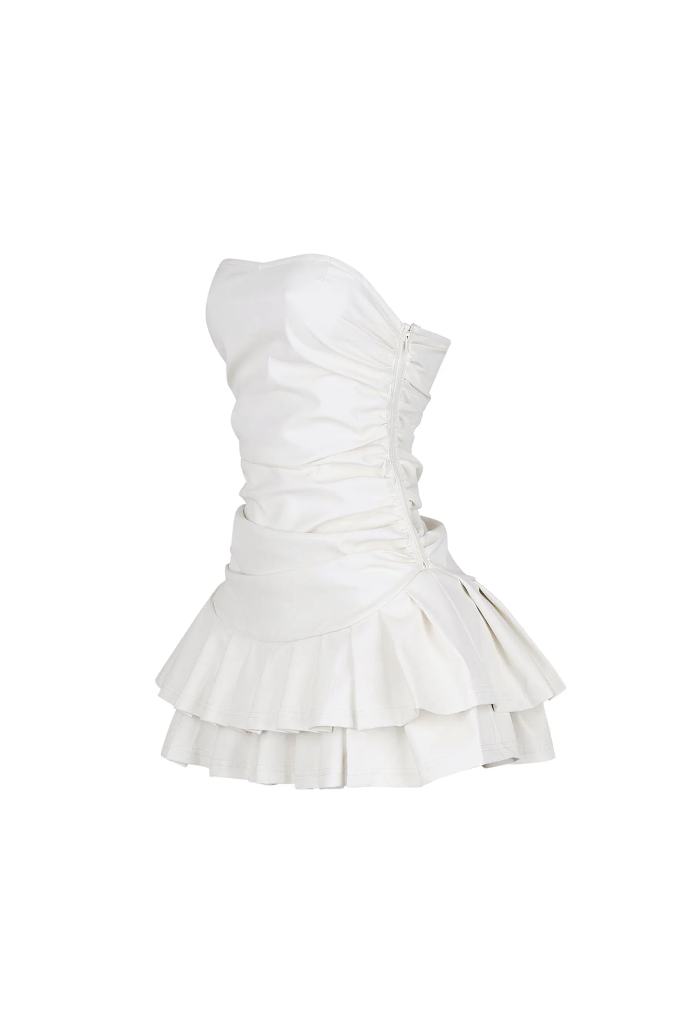 Ruche Bar Faux Leather Mini Dress - Image 9