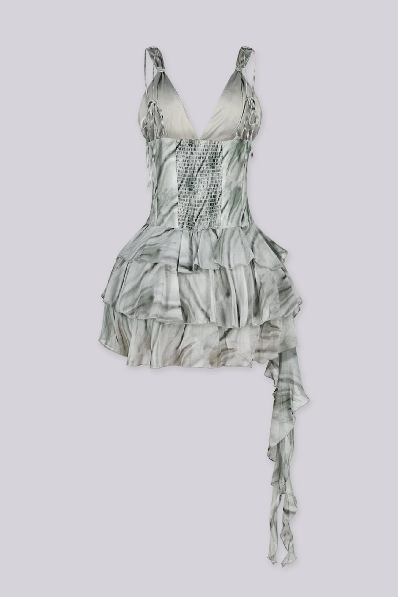 Sage Marble Lace-Up Mini Dress - Image 6