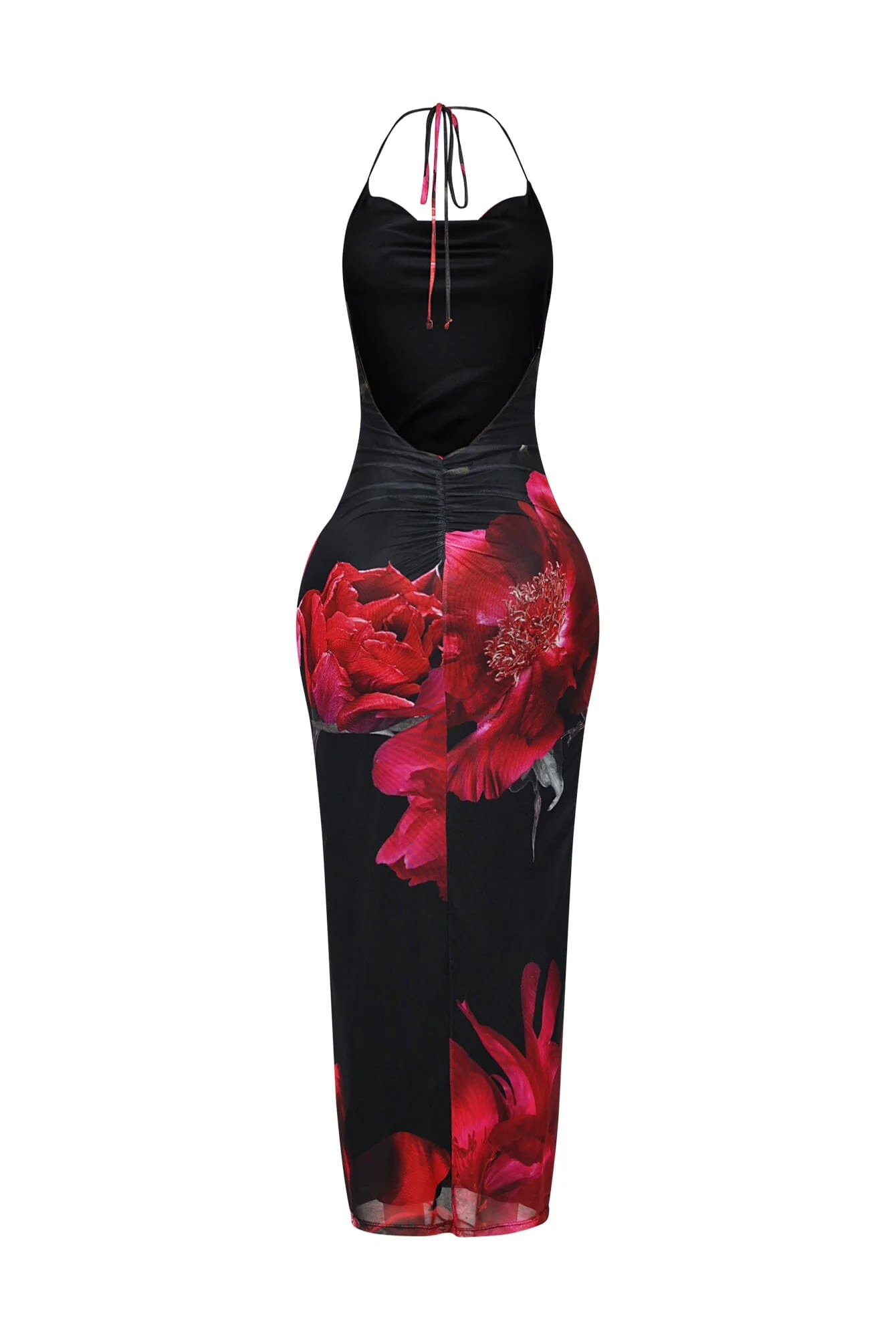 Samba Petal Mesh Print Halter Maxi Dress - Image 5