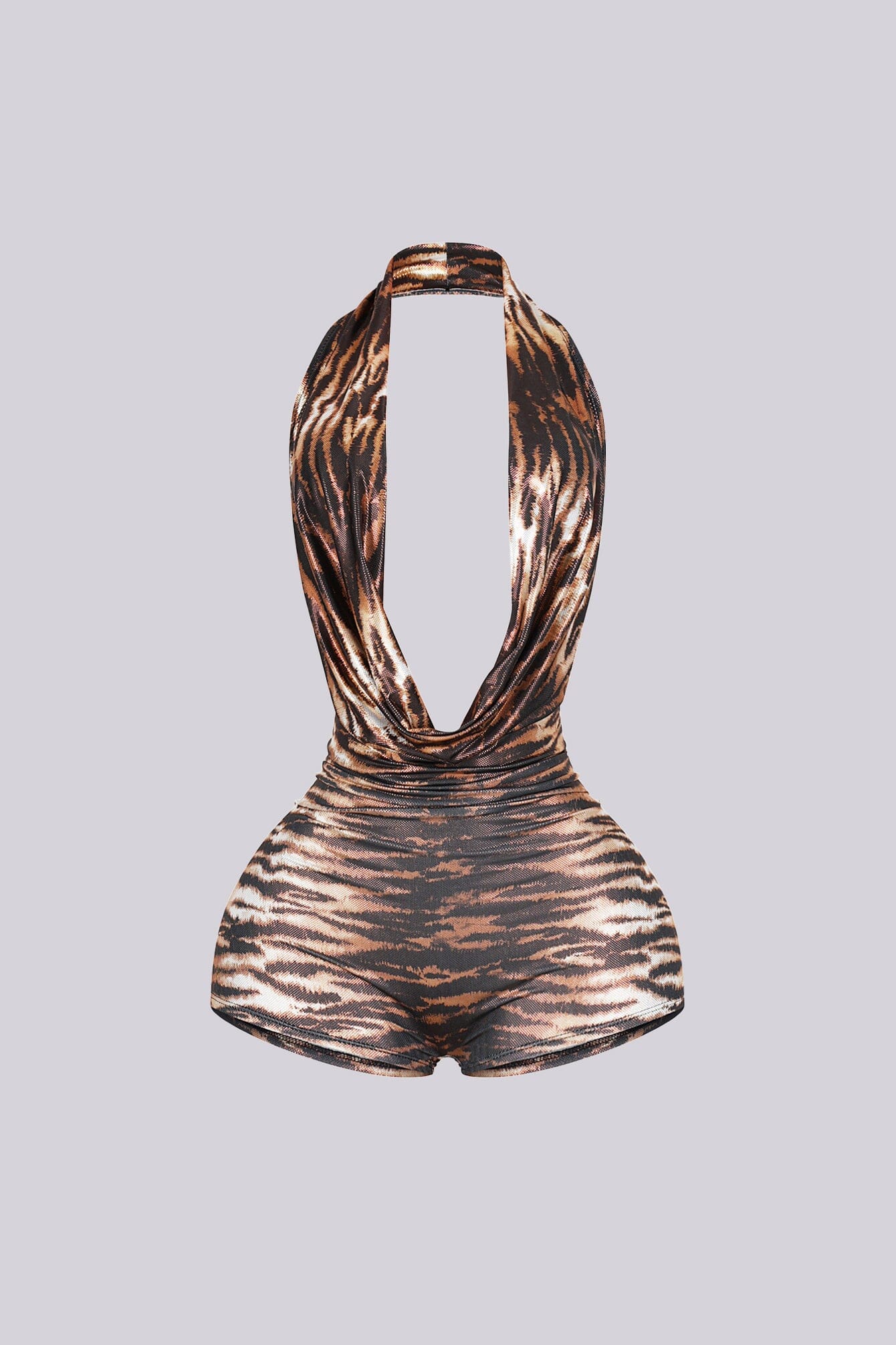 Saskia Zebra Print Cowl Neck Romper - Image 4
