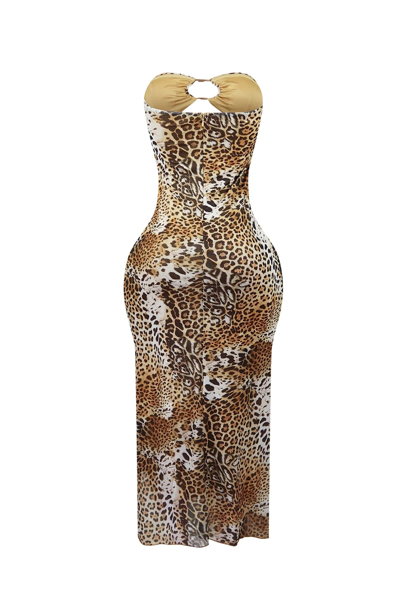 Savage Leopard Mesh Ruffle Long Dress - Image 7