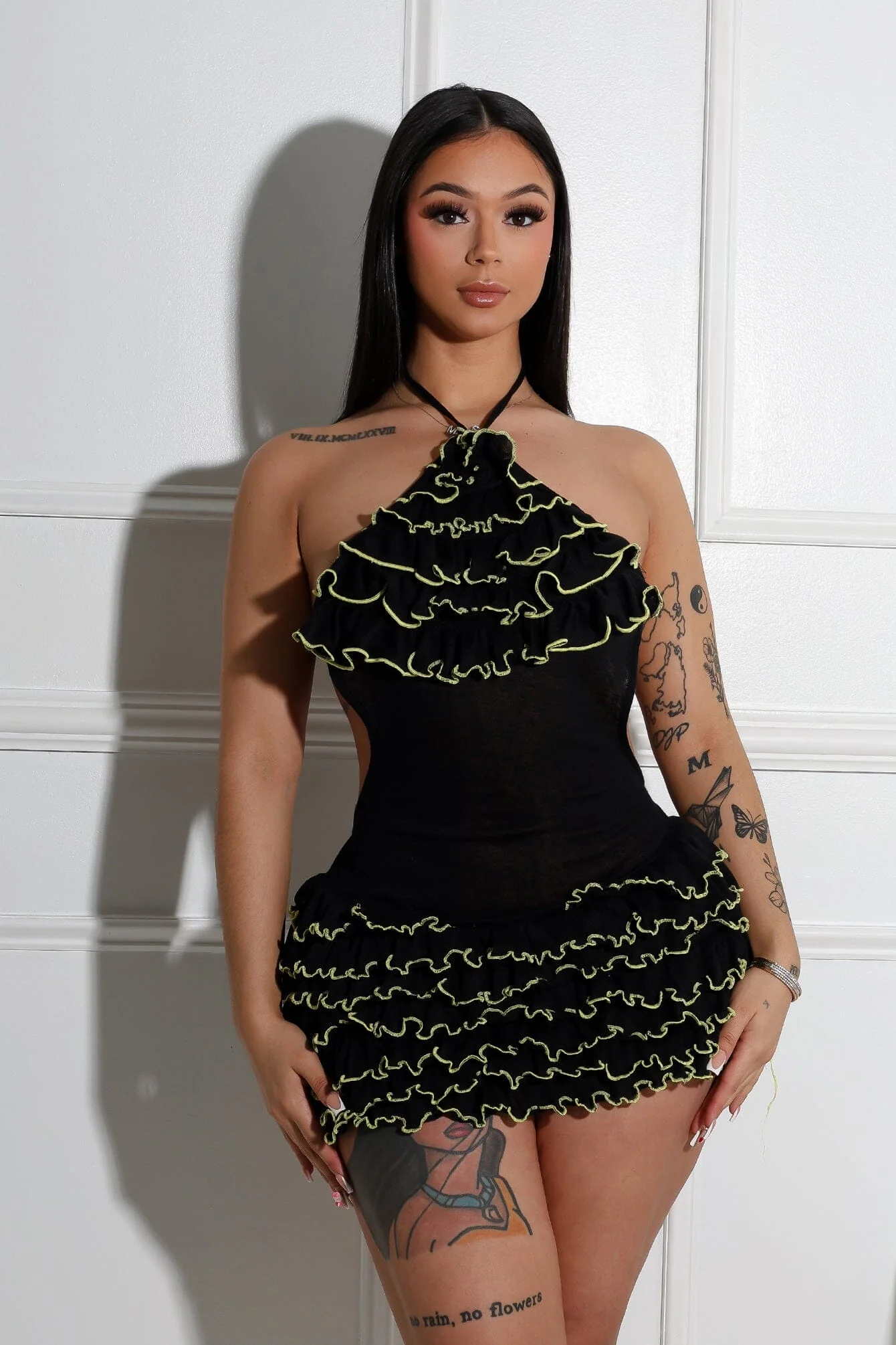 Sayaka Ruffled Halter Neck Mini Dress - Image 2