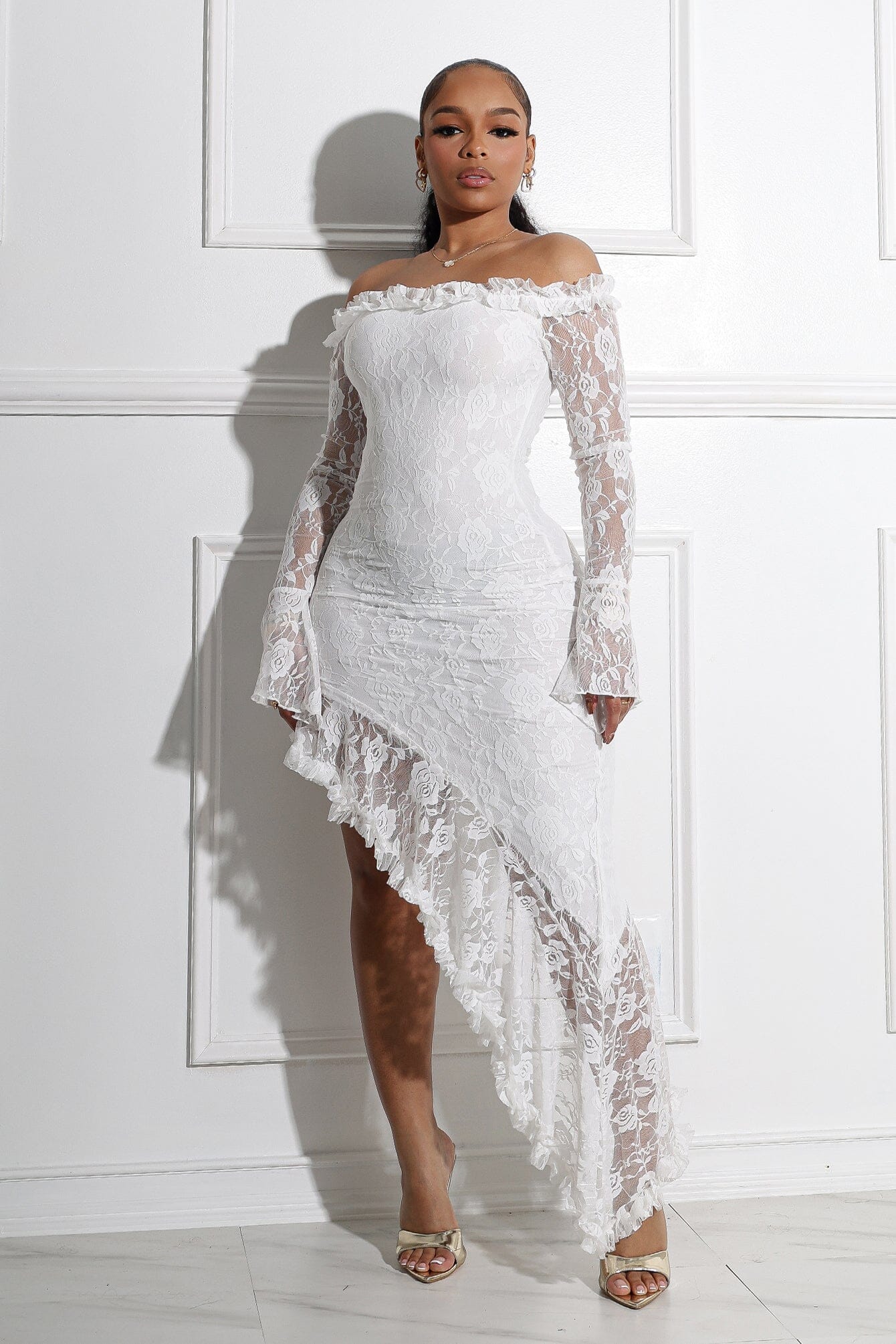 Serenity Lace Off Shoulder Maxi Dress