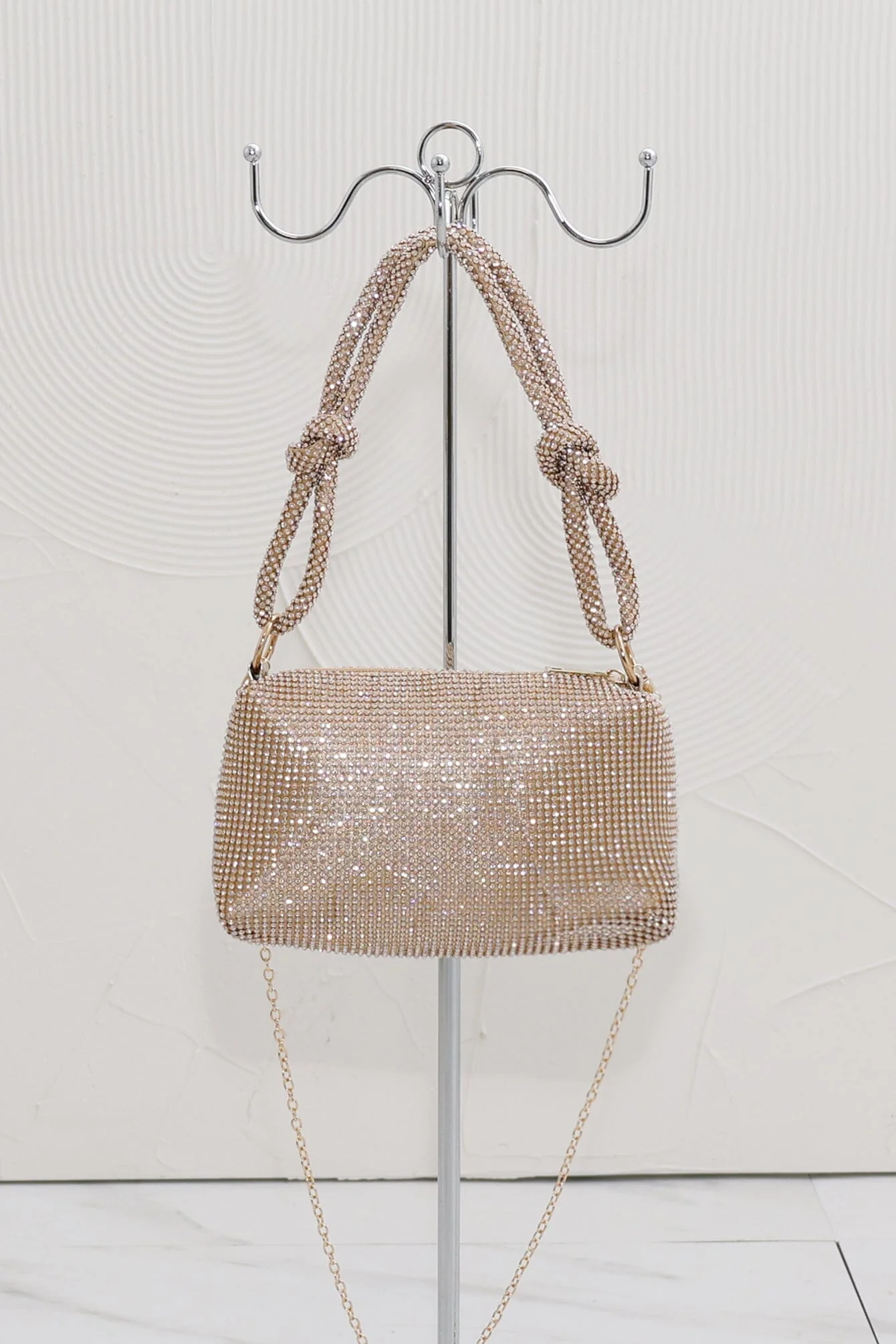 Silver Rhinestone Evening Top Handle Bag - Image 3