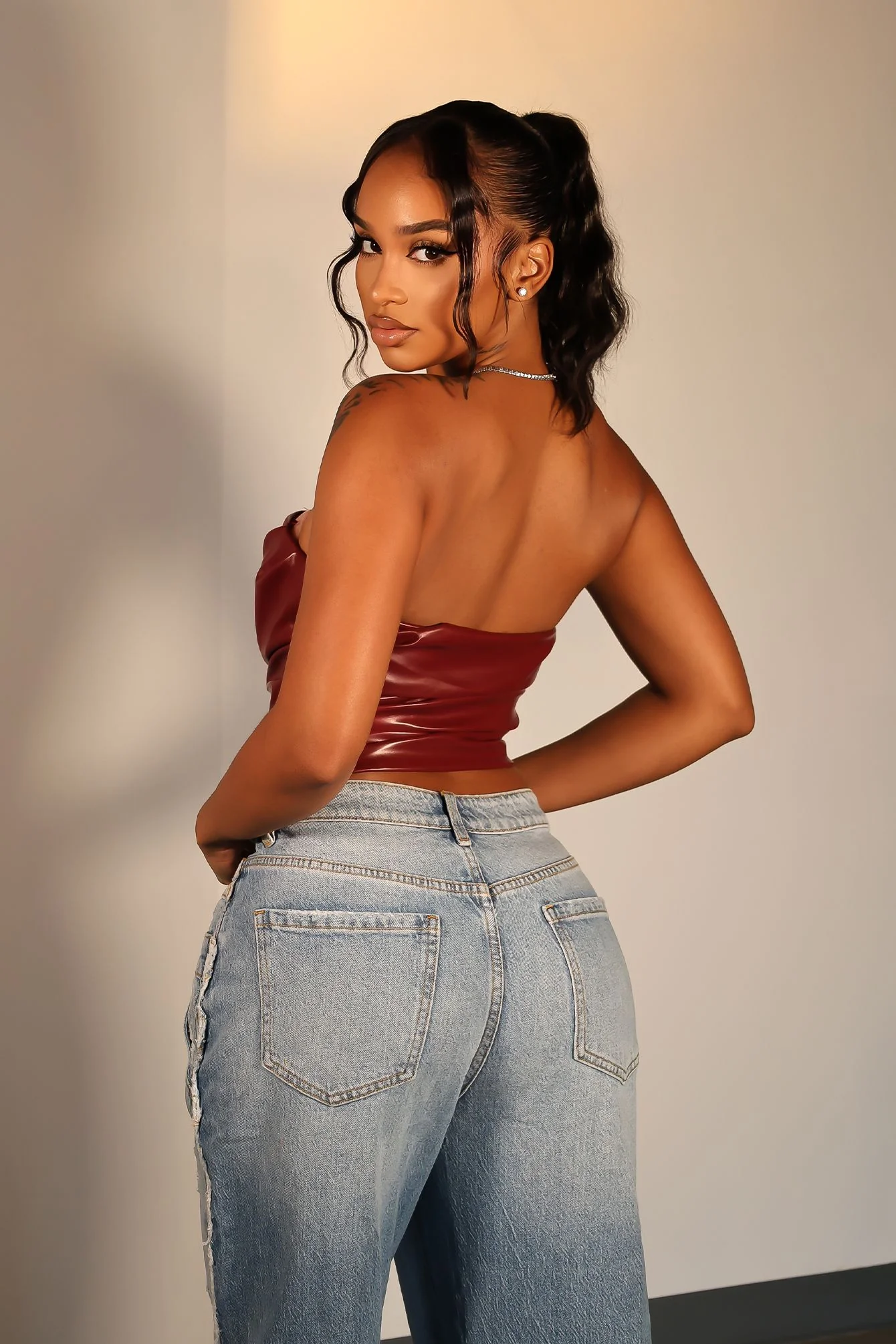 Sleek Spicy PU Tube Top - Image 3