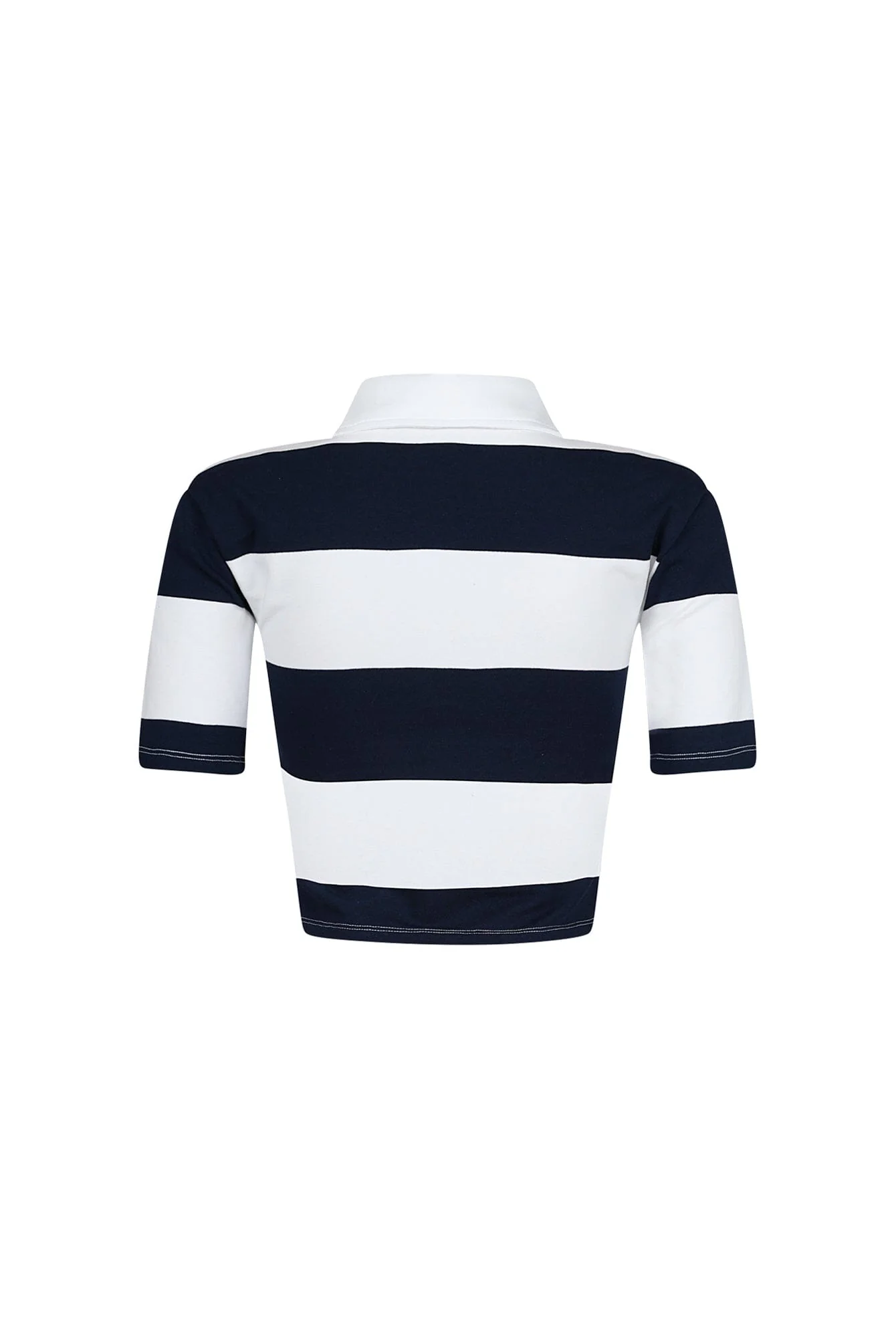 Soft Touch Striped Collared Crop Top - Image 7